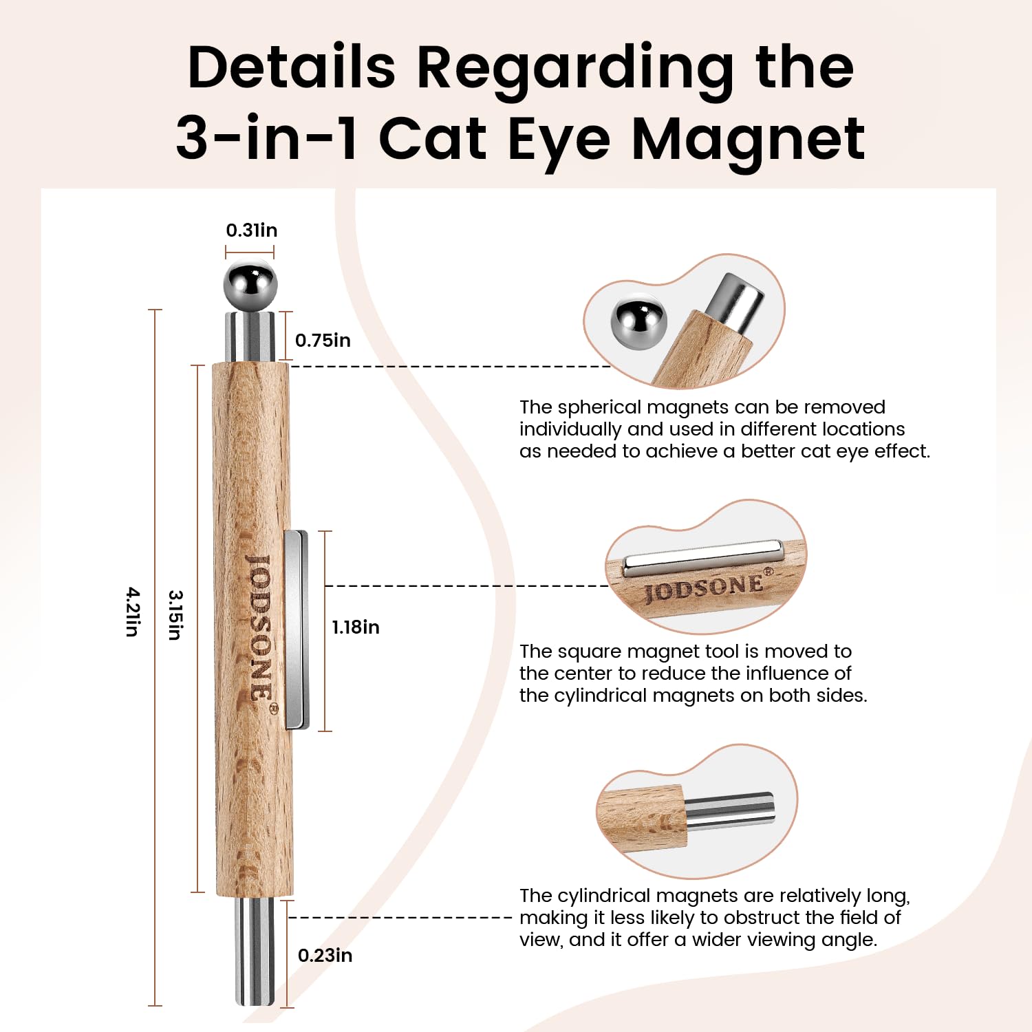 Detalle 1 de JODSONE 3-in-1 Cat-Eye Nail Magnet with Cylindrical and Square Magnets
