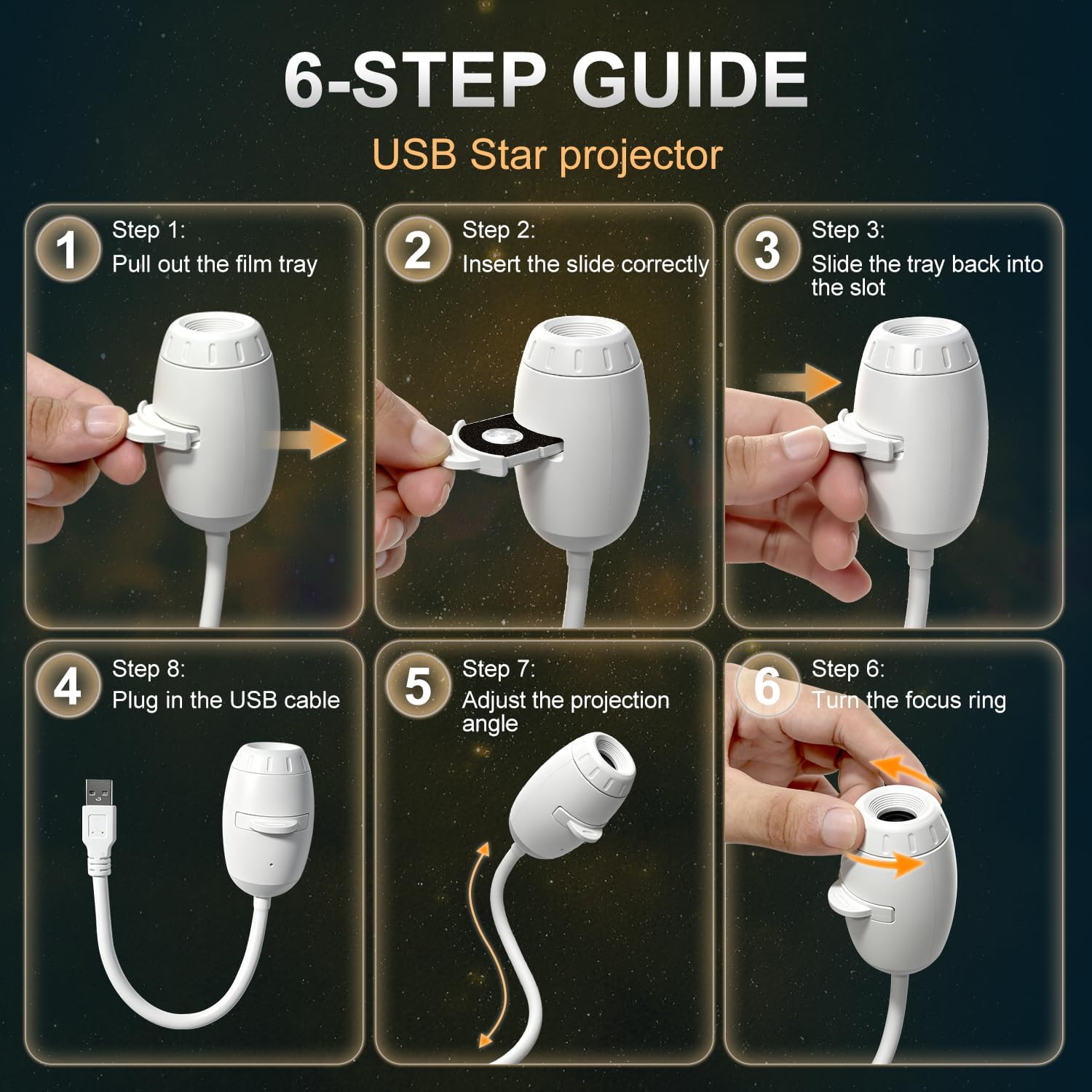Detalle de Eroshoo 2-in-1 Galaxy Star Projector: 360° Adjustable Space LED Night Light
