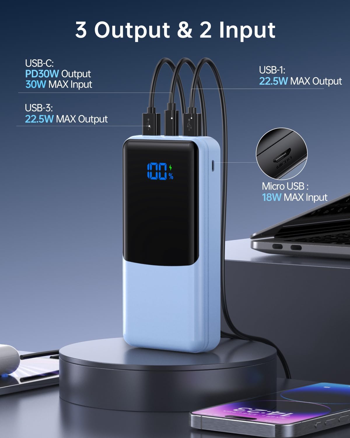 Detalle 2 de Coblob Power Bank 27000 mAh portable charger
