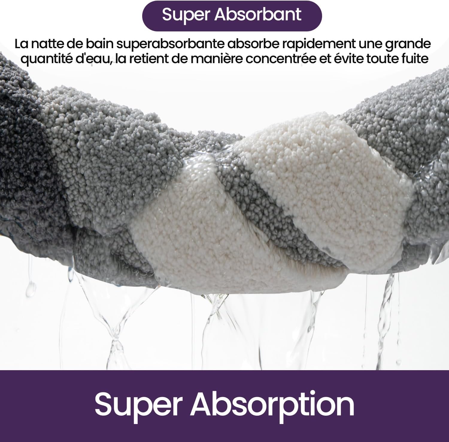 Thumbnail 3 de DEXI Tapis de salle de bain set 2 pièces 40 x 60 cm gris, antidérapant et lavable en machine