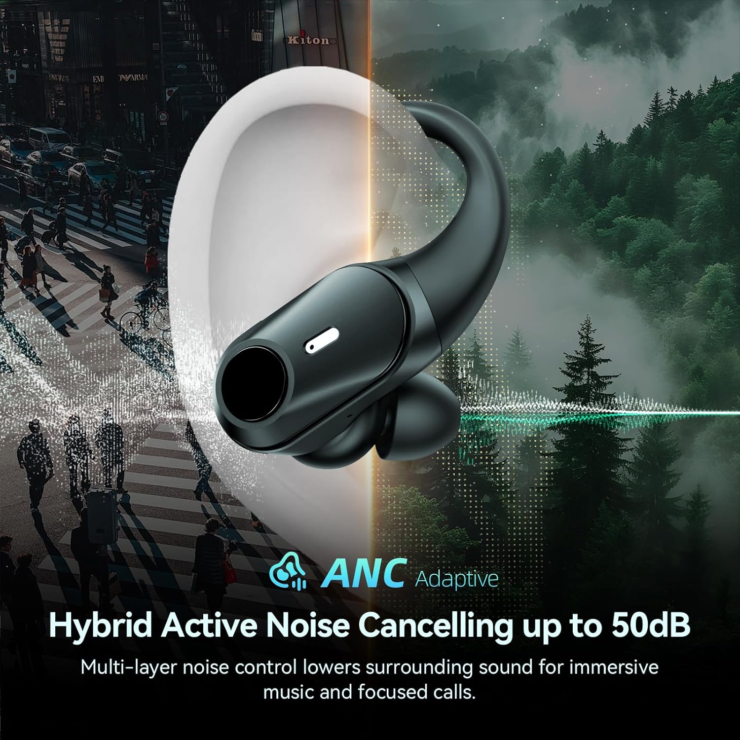 Thumbnail 1 de Active Noise Cancelling Wireless Earbuds (Bluetooth) with 80H Playtime and Power Display Case