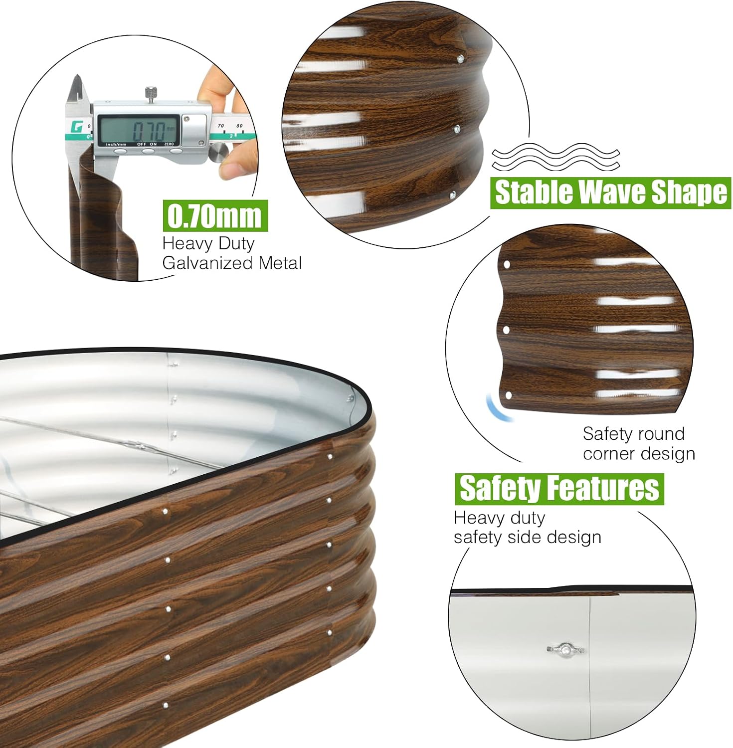 Detalle de SnugNiture 8x4x1.5 ft Galvanized Oval Raised Garden Bed