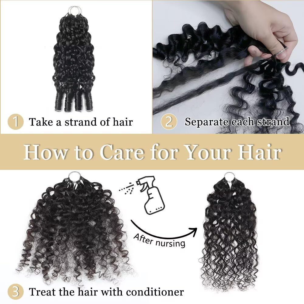 Thumbnail 2 de Burmese Curly Human Crochet Hair (18 inch) 150g Pre-Separated Feather Crochet Bundles for Black Women