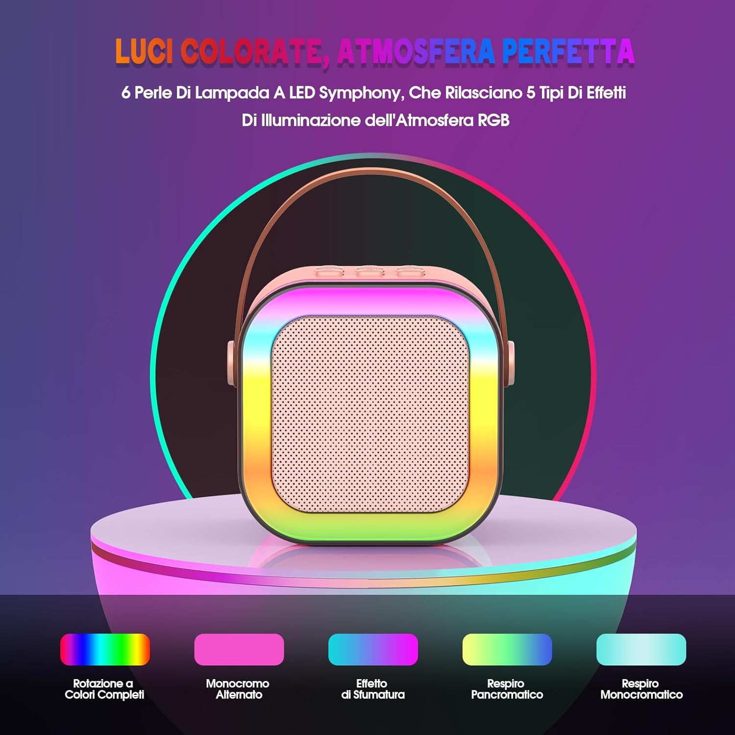 Detalle de Dislocati Regalo Bambina 3-12 Anni – Microfono Karaoke Bluetooth Portatile