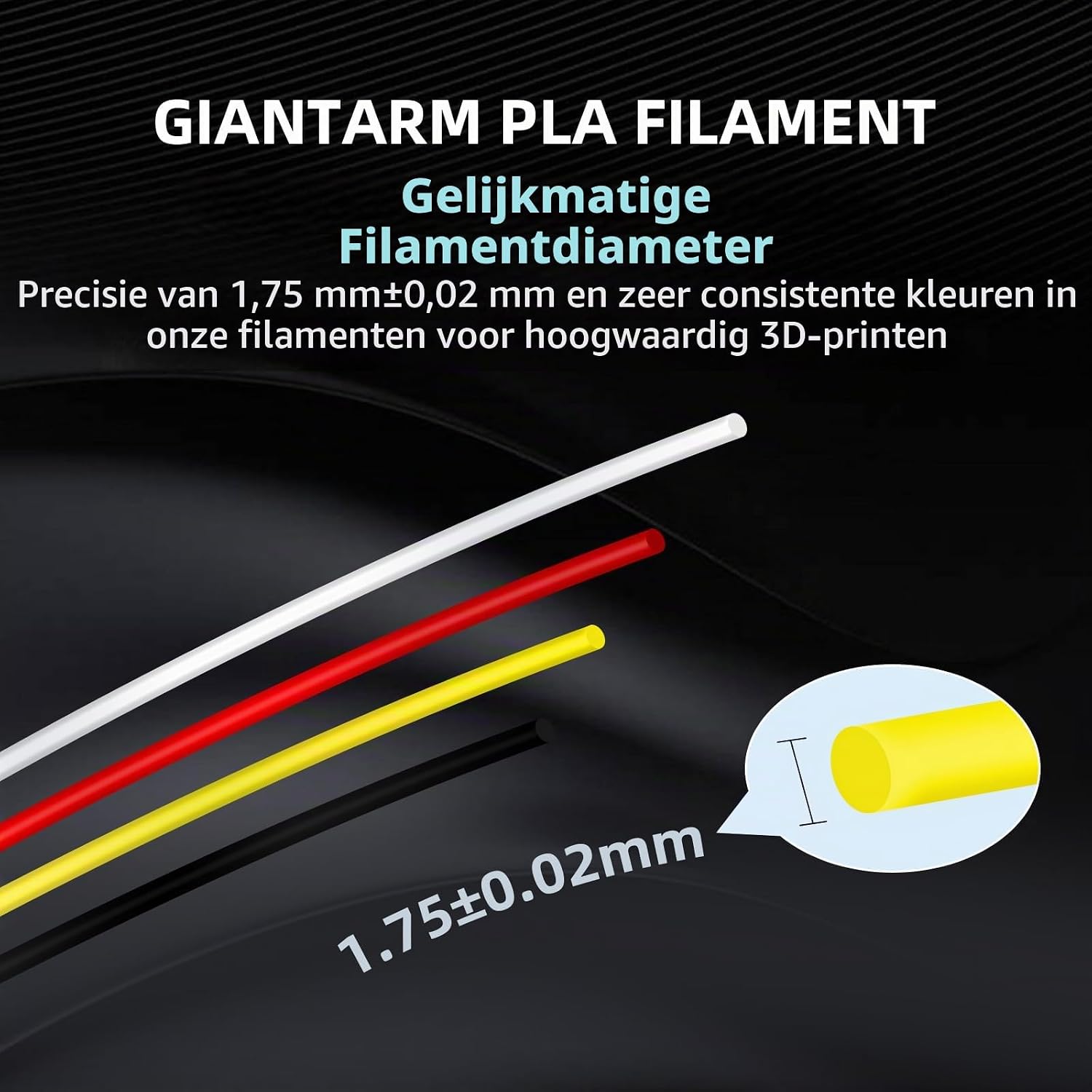 Detalle 2 de GIANTARM PLA-filament 1,75 mm, zwart, spoel van 1 kg