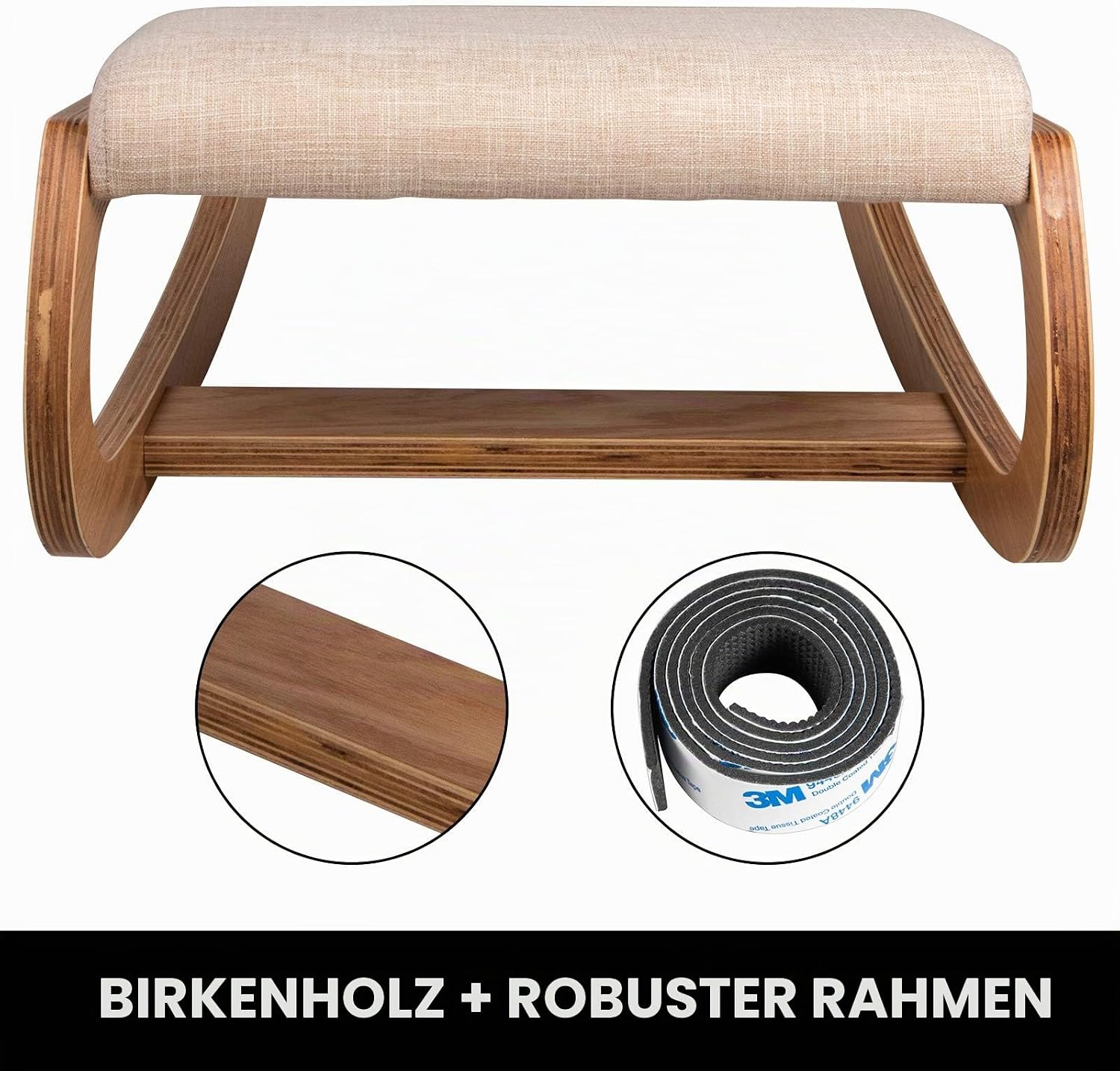Thumbnail 3 de VEVOR Kniehocker mit Hüftpolster – Ergonomischer Kniestuhl aus Birkenholz (Weiße Eiche)