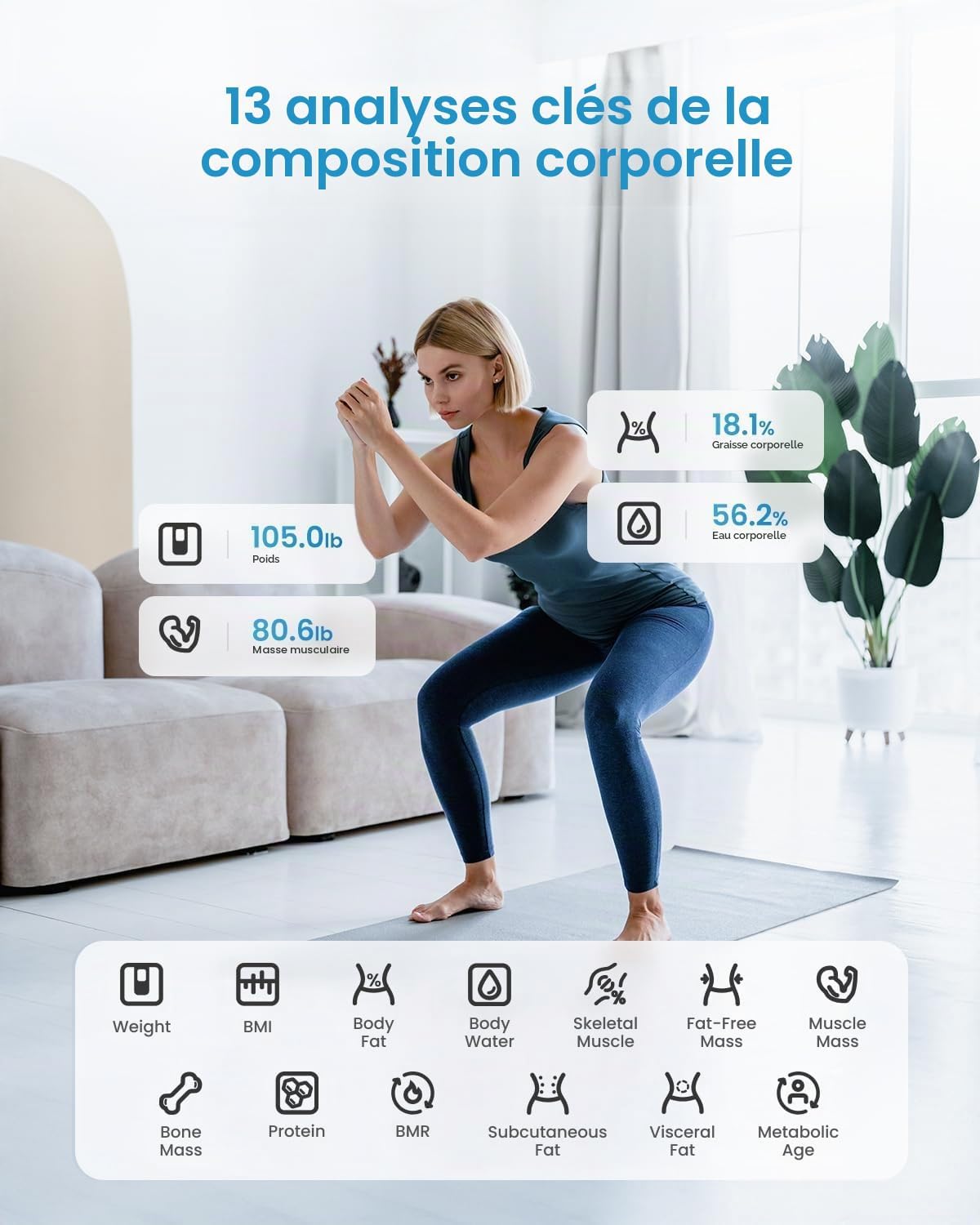 Detalle 2 de RENPHO Pèse Personne balance connectée 180 kg ⚖