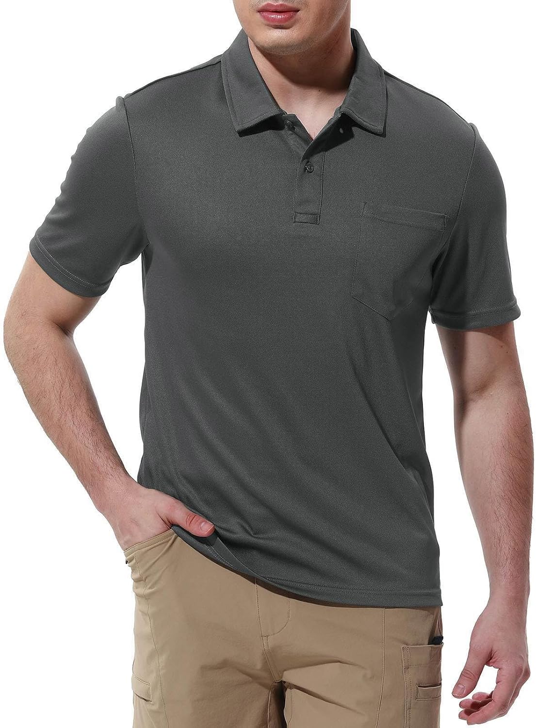 Thumbnail 3 de Rdruko Men’s Short-Sleeve Quick-Dry Polo Shirt with Pocket (Outdoor & Golf)