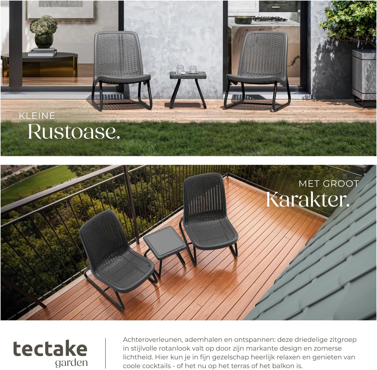 Detalle de tectake Modica 405023 tuinmeubelset voor 2 personen in rotanlook