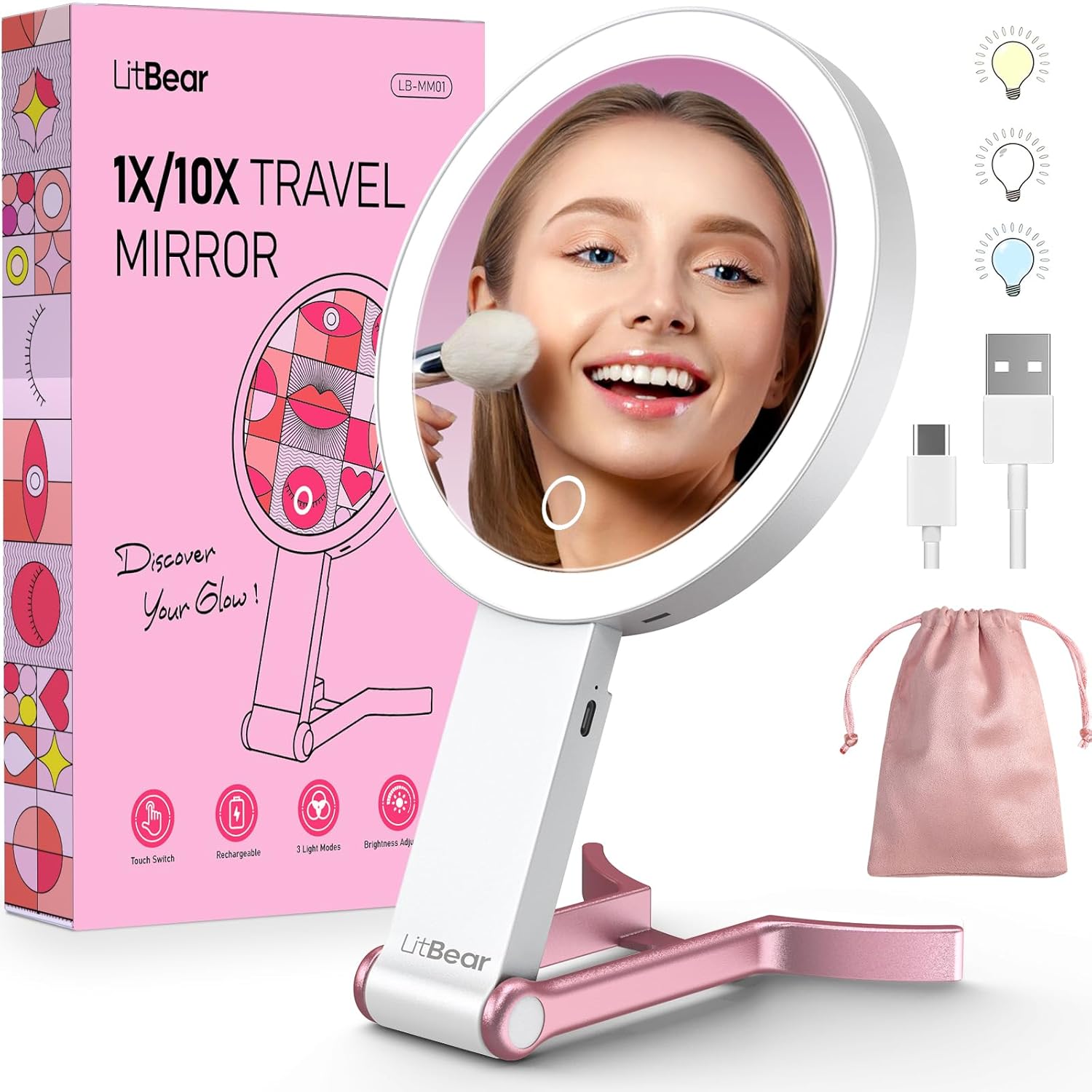 Detalle de LitBear 10X Travel Makeup Mirror