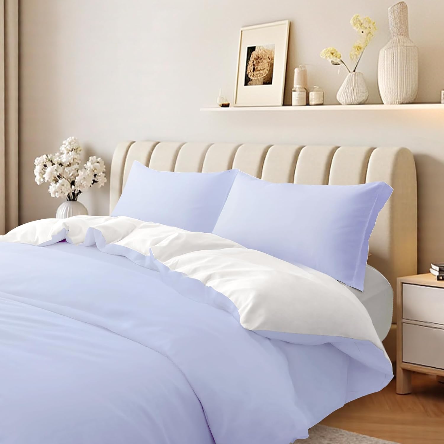 Thumbnail 2 de REDSSEN Cloud Blue 3-Side Opening Duvet Cover Set King (400TC Organic Cotton)