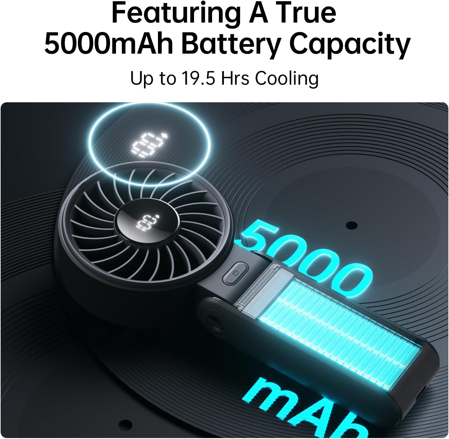 Thumbnail 3 de JISULIFE Handheld Fan – 3-in-1 Portable Fan with 12-Blade High-Power Motor and 5000mAh Battery