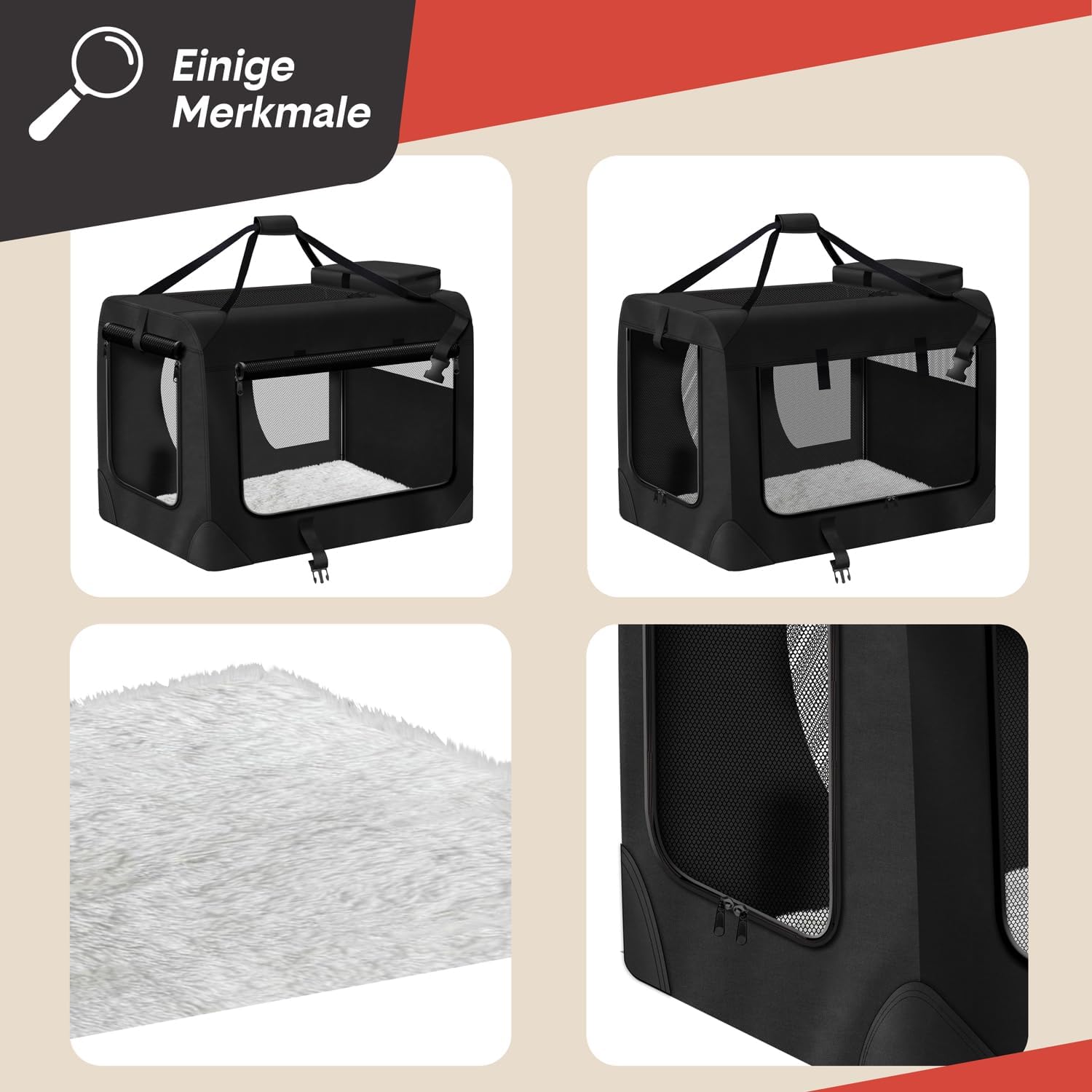 Thumbnail 6 de All Pets United Hunde-Transportbox – faltbare Transporttasche für Hunde und Katzen (S, 49x34x34 cm)