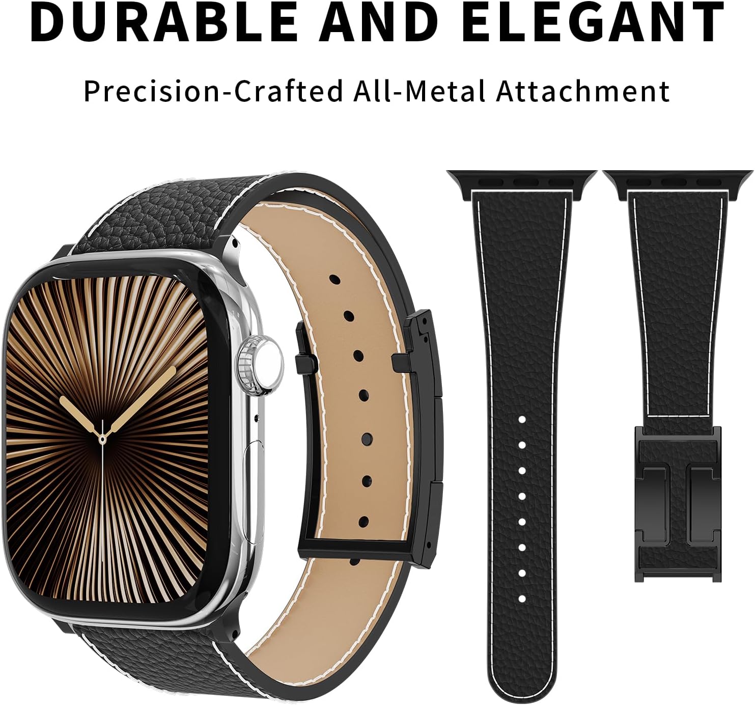 Thumbnail 5 de Leather Apple Watch strap 49mm magnetic buckle