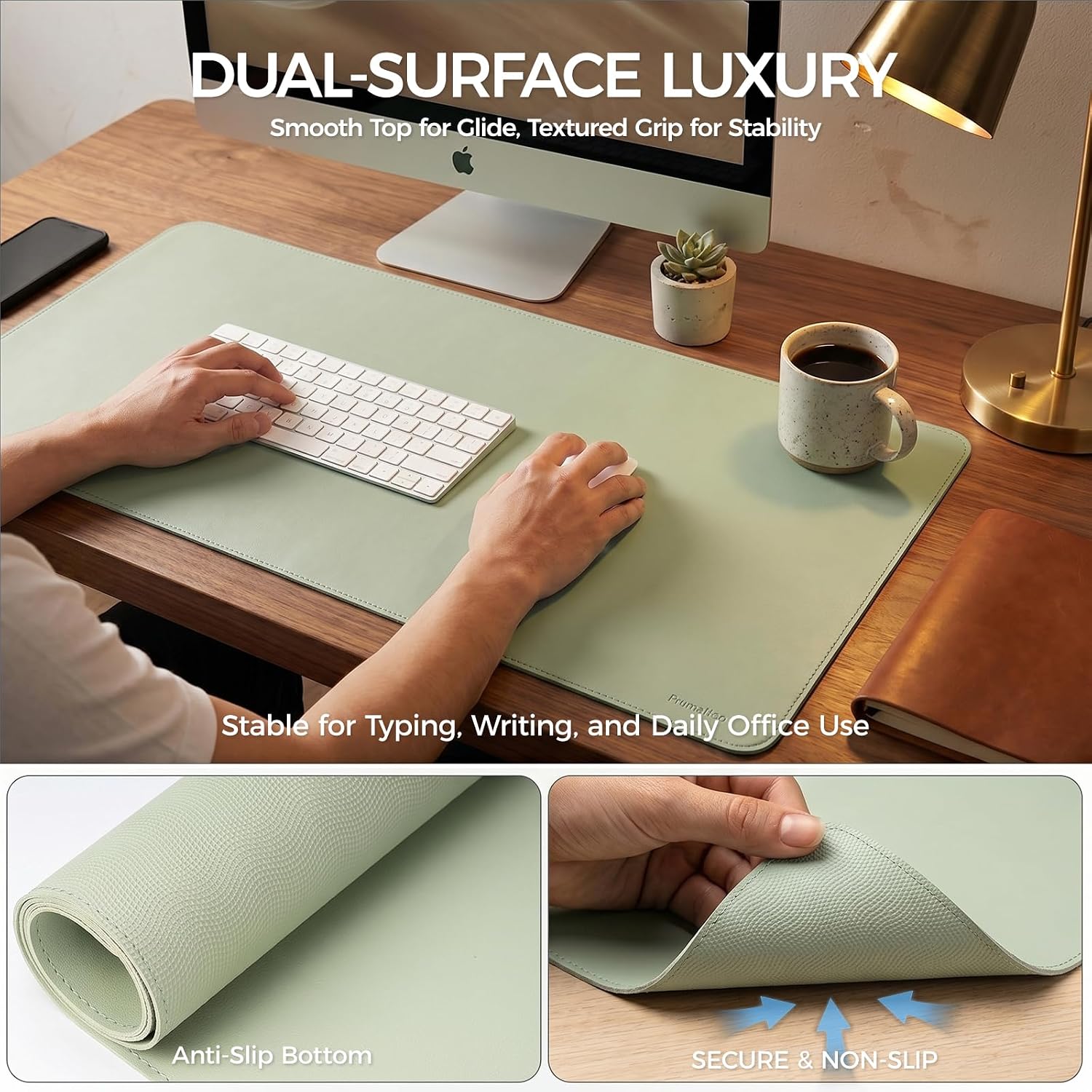 Thumbnail 6 de PROMATTOO Large Non-Slip Desk Mat: Waterproof Vegan Leather Desk Pad & Mouse Mat (80 x 40 cm)