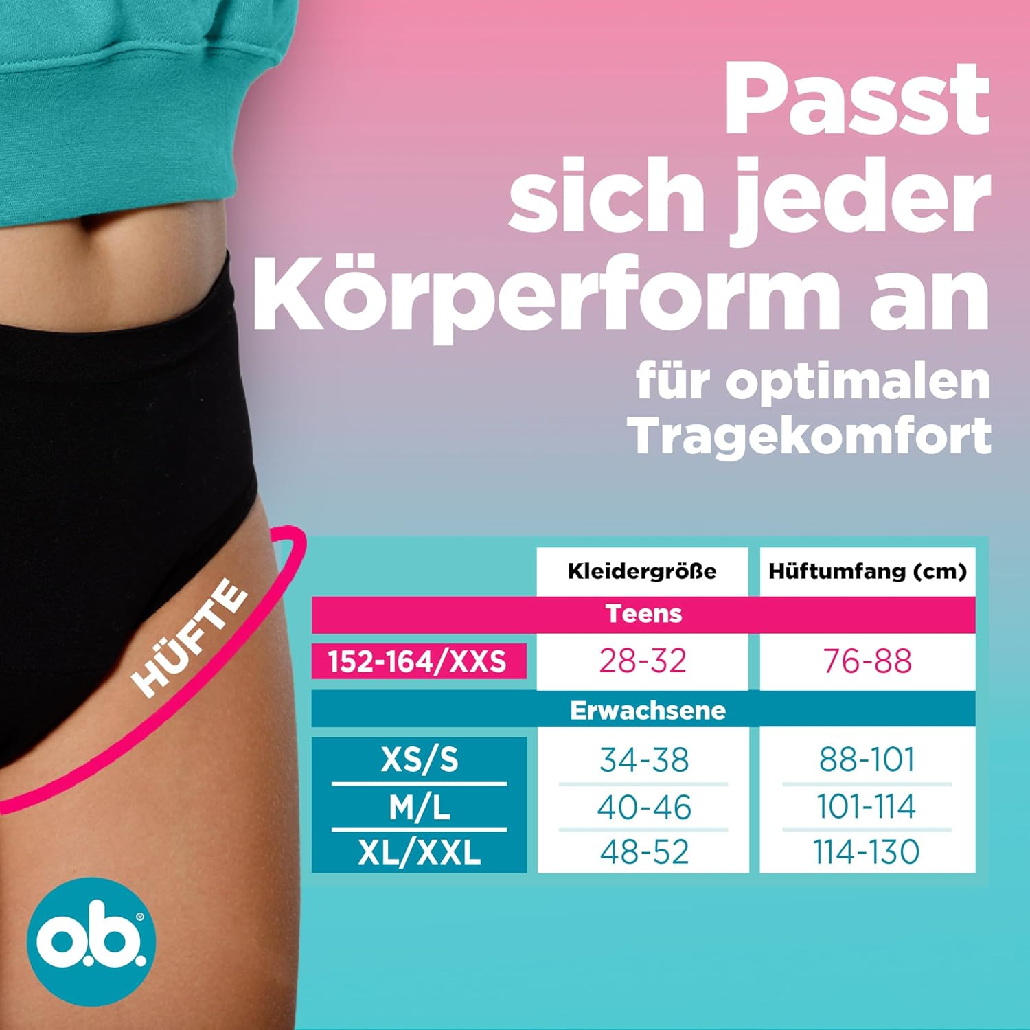 Thumbnail 5 de o.b. Teens Periodenslip 152-164 (3x S Slip) – wiederverwendbare Periodenunterwäsche für starke Menstruation