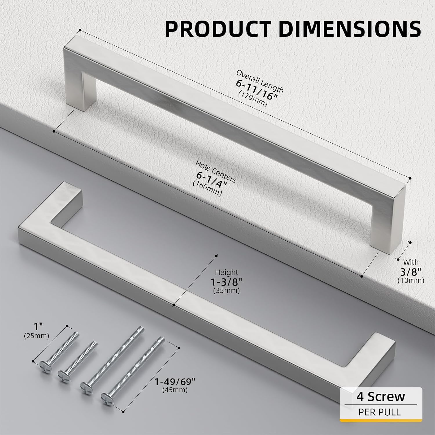 Detalle de Goldenwarm Cabinet Pulls, Brushed Nickel
