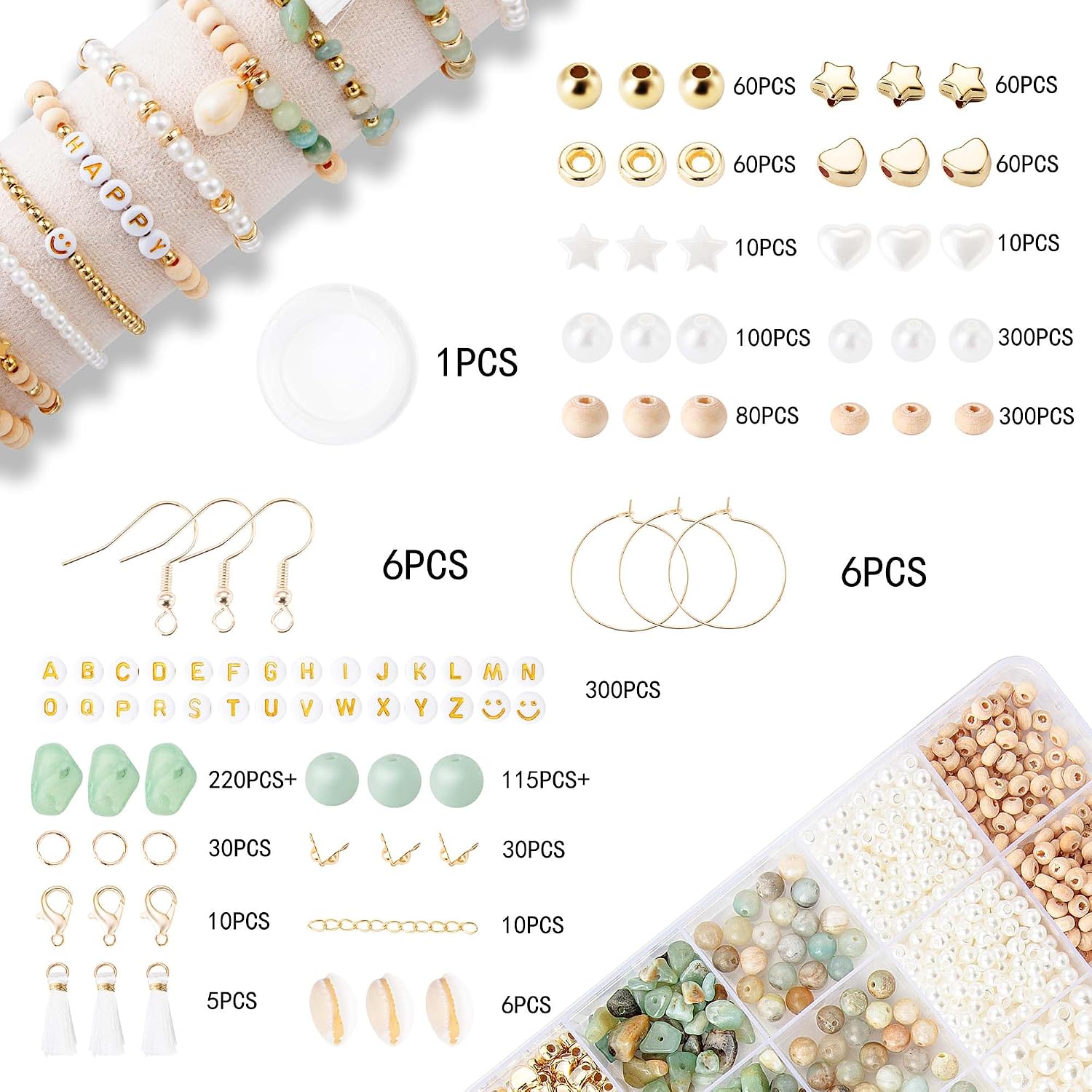 Detalle 2 de Leuyuee Amazonit Perlen - DIY Schmuckset 335 Stück