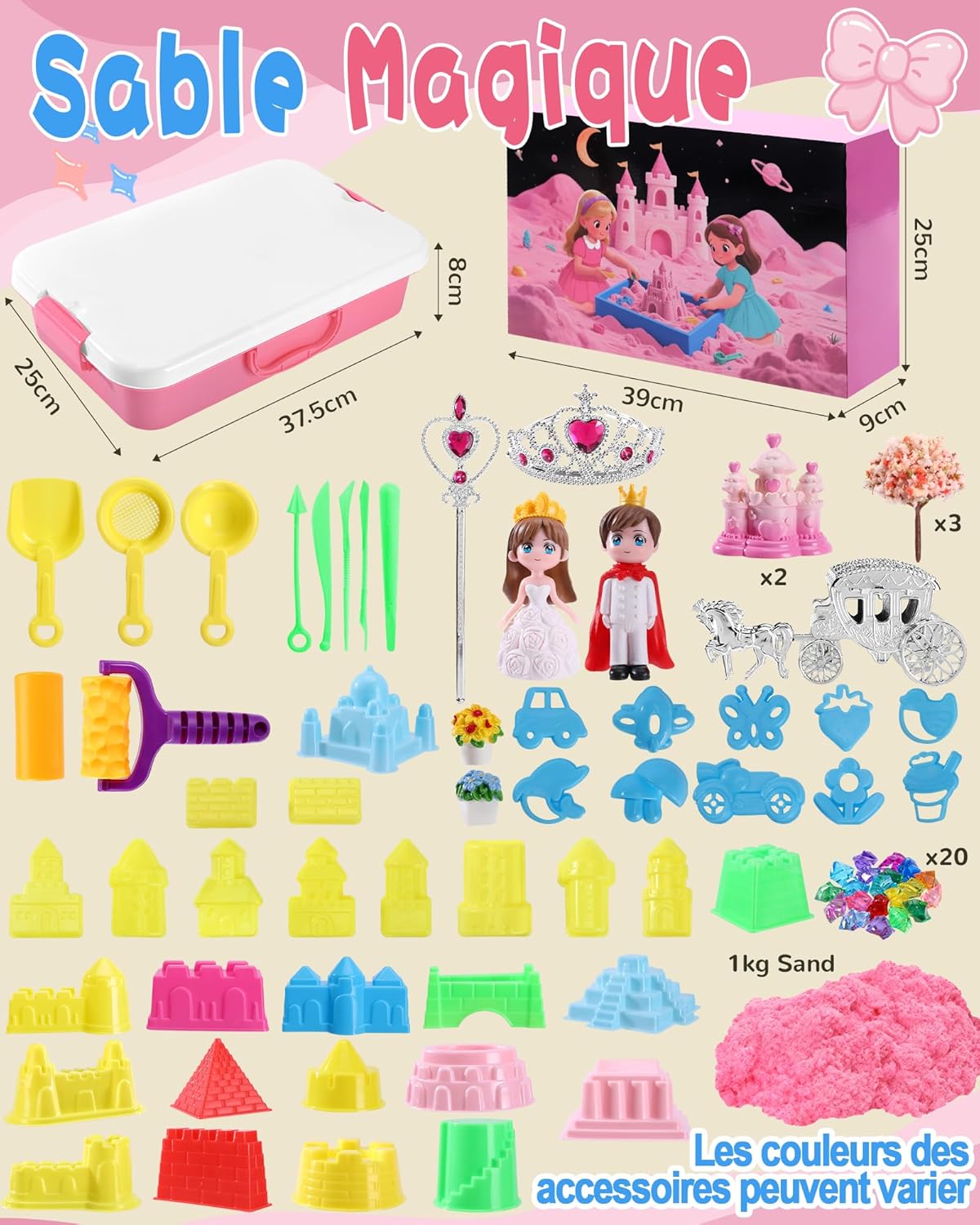Detalle 2 de cycletour Coffret sable magique « Série Château » (1 kg de rose super sand) dès 3 ans