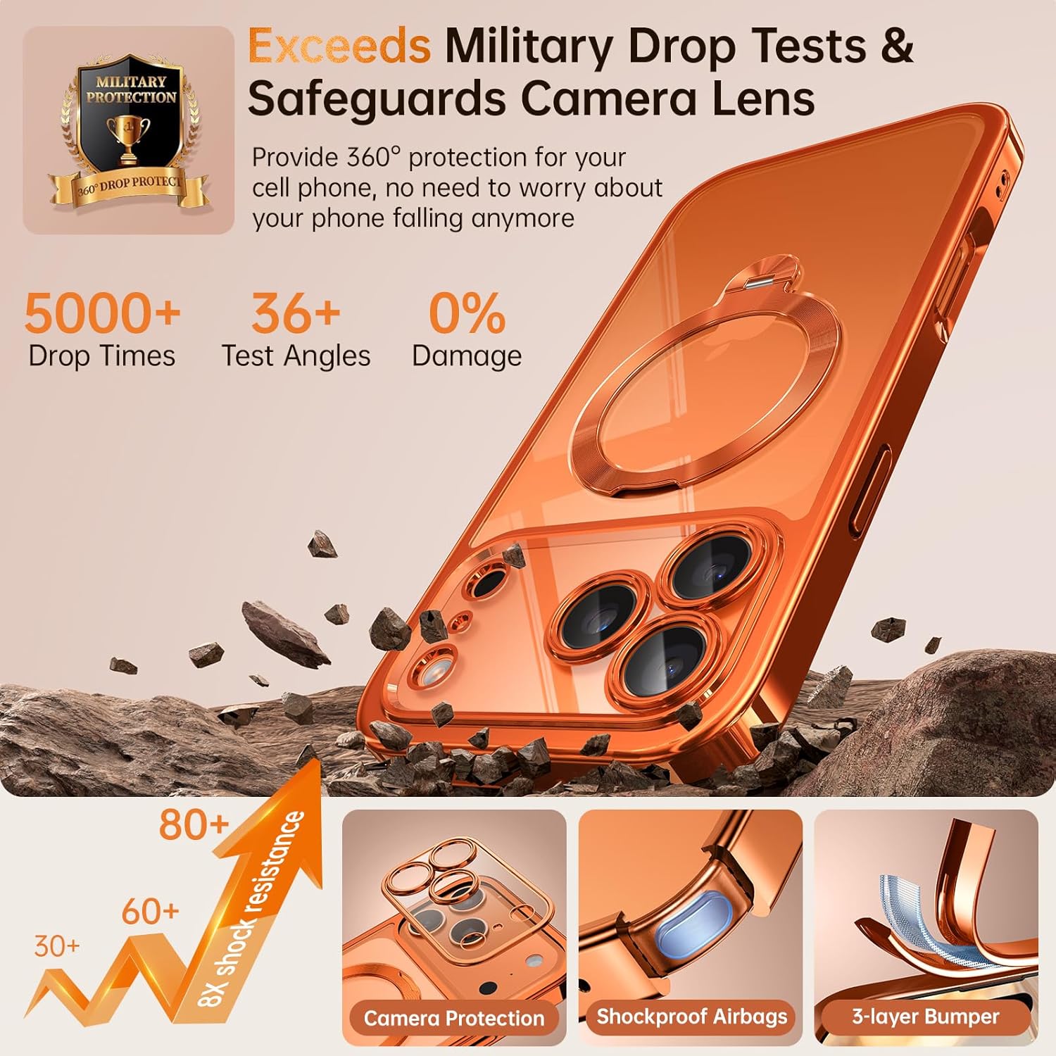 Thumbnail 4 de iPhone 17 Pro Cosmic Orange case with 16FT protection
