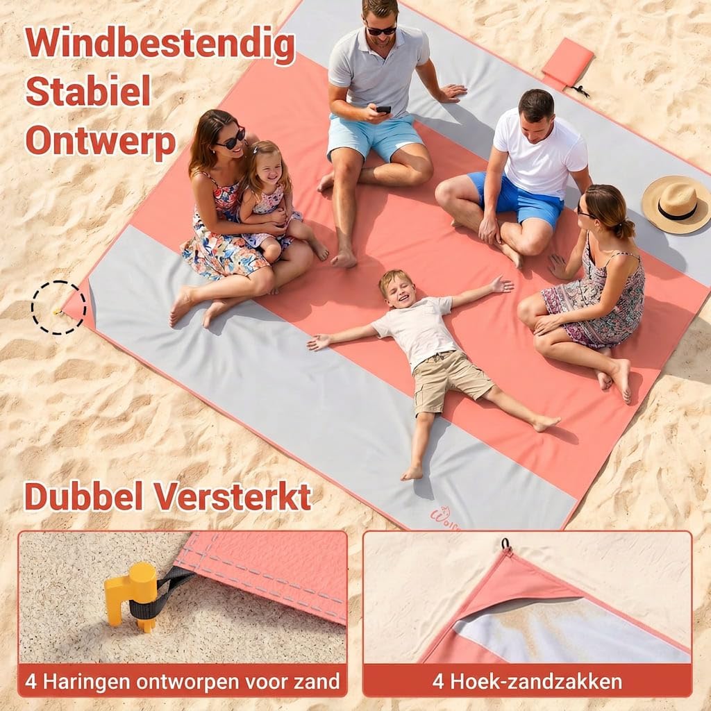 Detalle 2 de Wolfwise 25213 strandkleed 275 x 305 cm, waterdicht met zandvakken en haringen