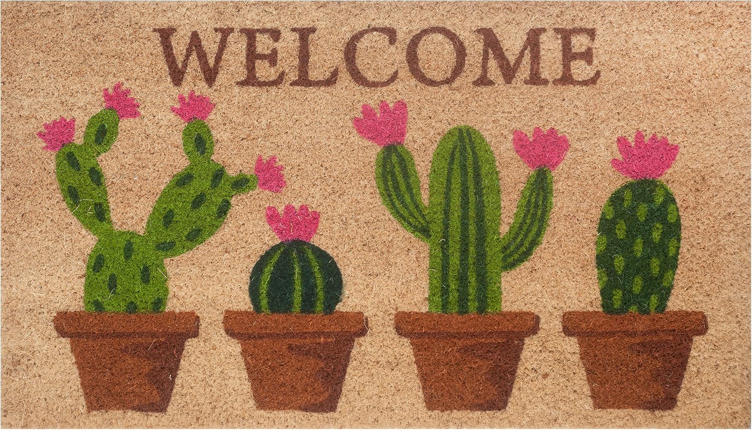 Thumbnail 5 de Baroni Home Zerbino Ingresso Casa in Cocco Dipinto a Mano 70x40 cm – Welcome con cactus floreale