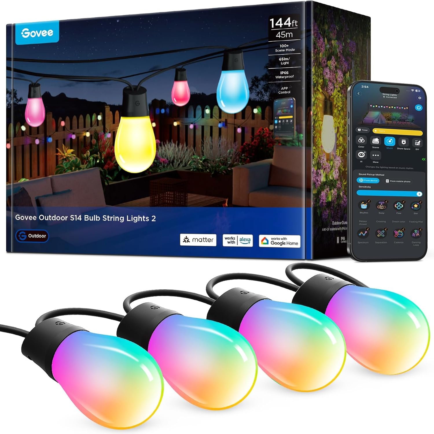 Detalle de Govee Outdoor String Lights 144 ft