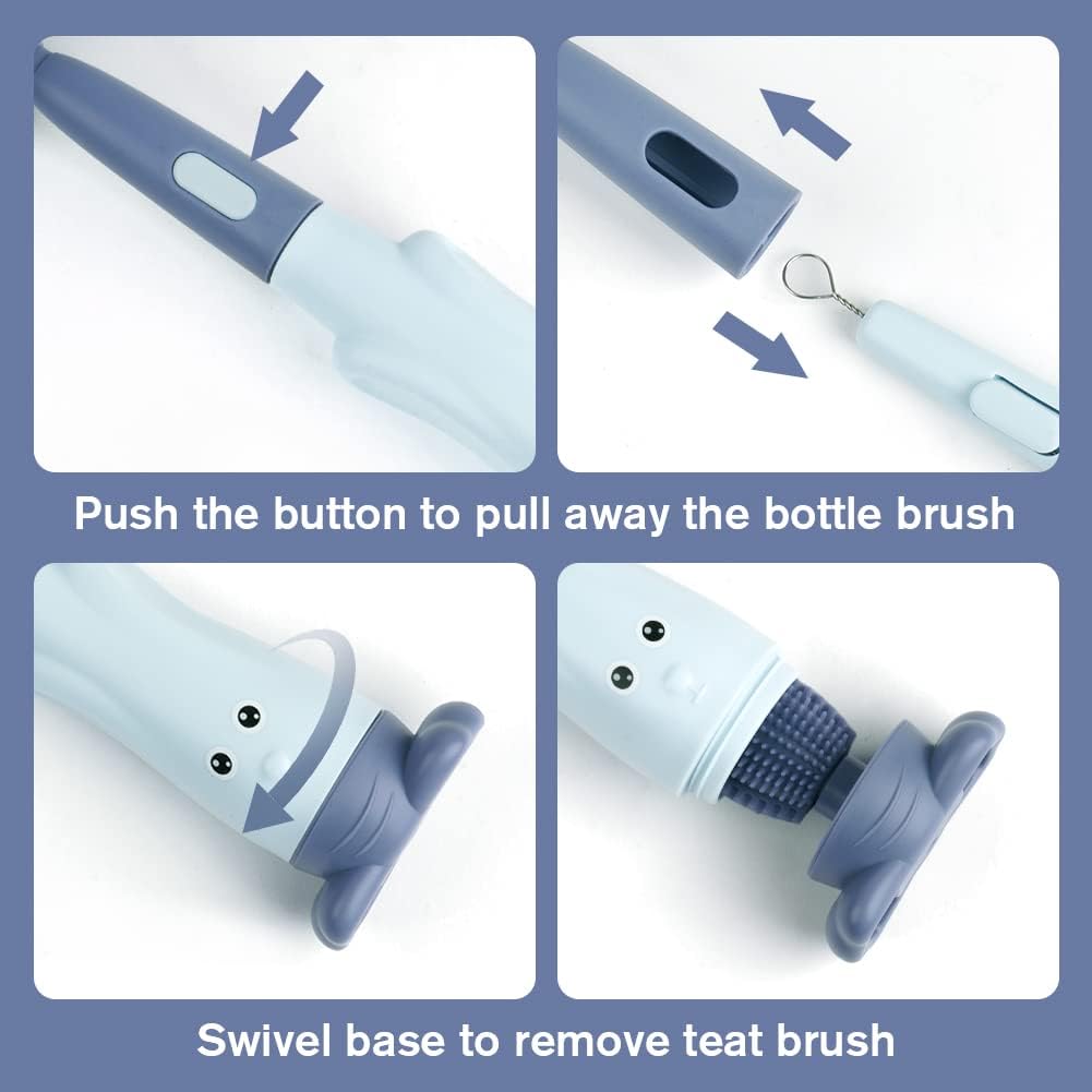 Thumbnail 3 de Kit de goupillons pour biberons Vicloon 3 en 1 (mousse à pression, 360°) sans BPA – Rose