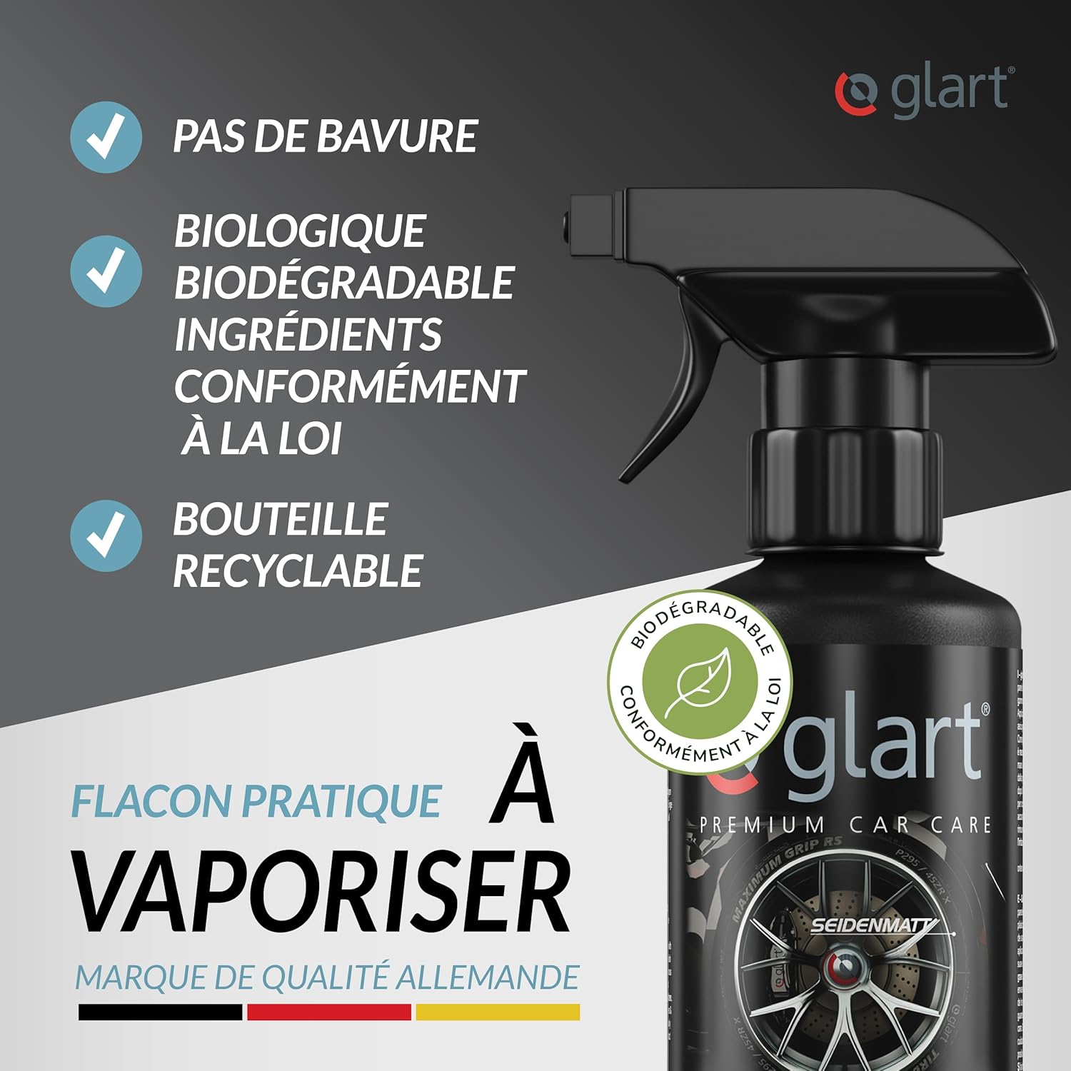 Thumbnail 3 de Glart 45RK Brillance pneus 500 ML avec éponge – Finition satinée et protection UV
