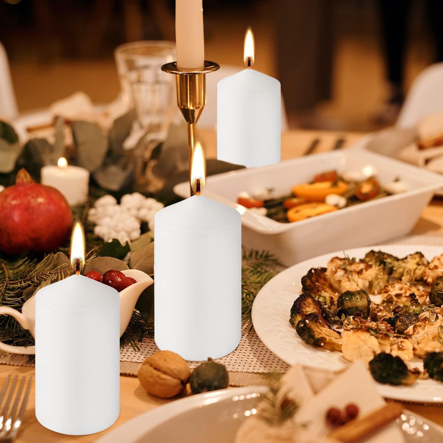 Detalle 2 de YOROXRG 2"x4" High White Pillar Candles (Set of 20) — Unscented, Dripless & Smokeless