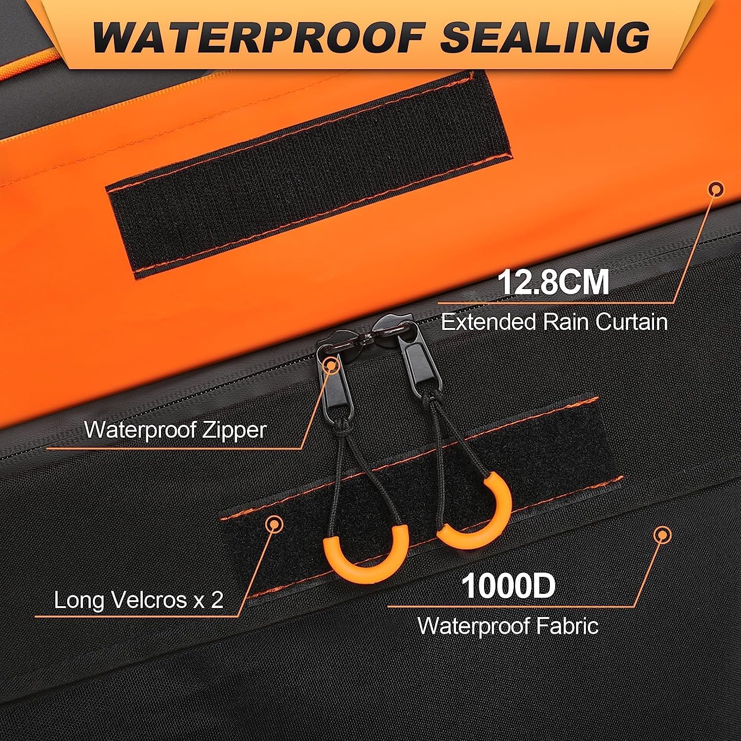 Detalle de Sailnovo Box da tetto per auto 595L pieghevole arancione: spazio extra affidabile con tappetino antiscivolo