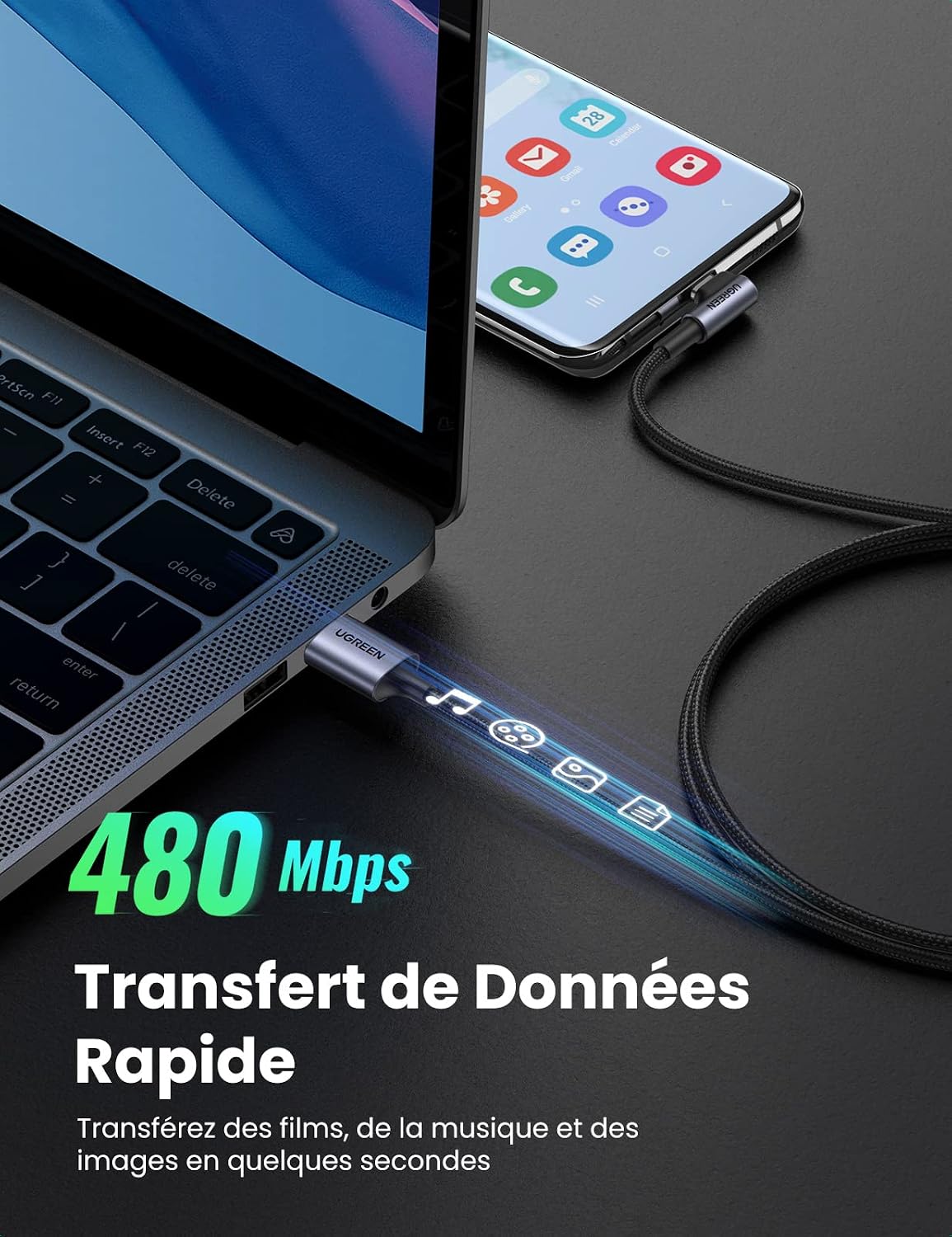 Thumbnail 3 de Câble USB C UGREEN charge rapide 3A ⚡