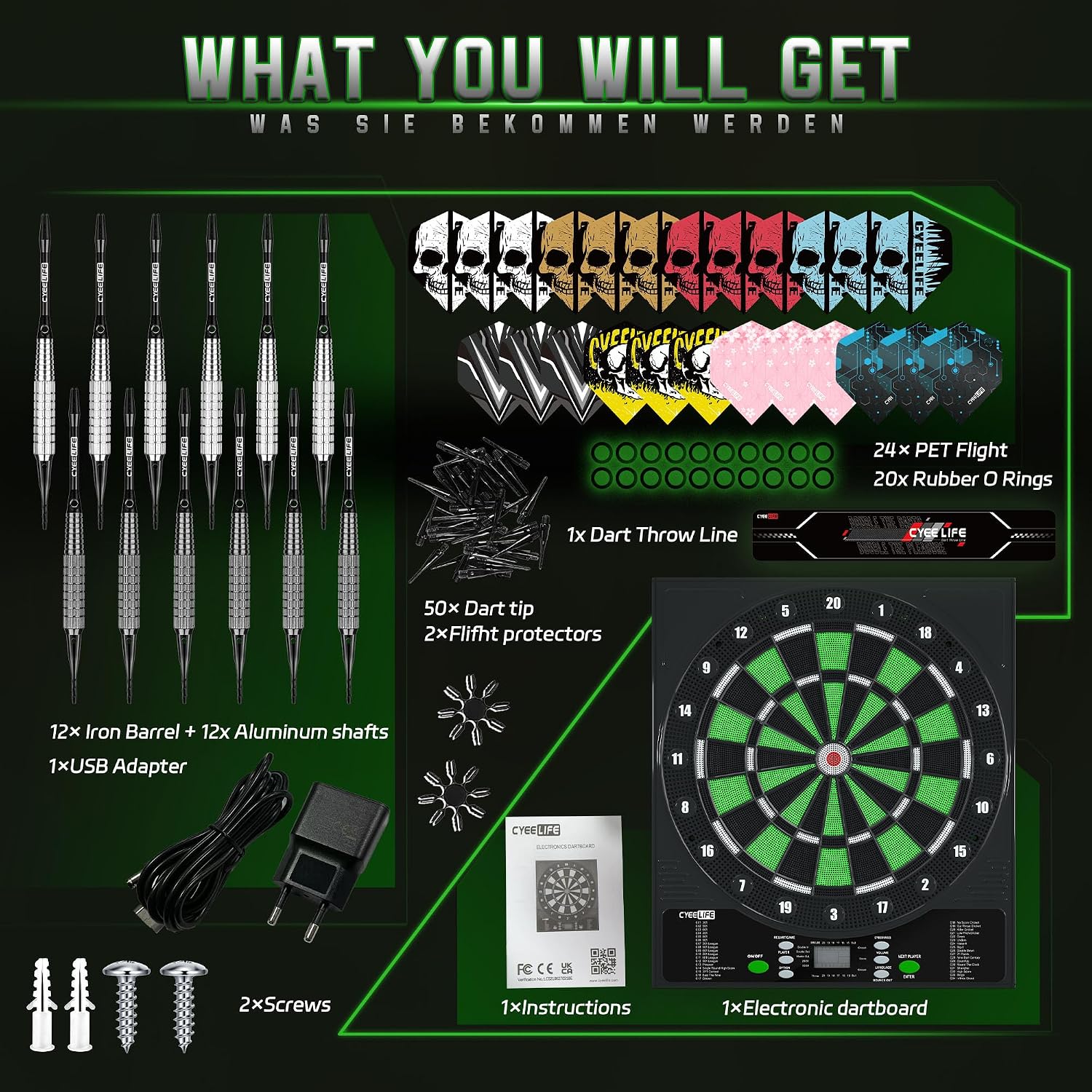 Thumbnail 4 de CyeeLife electronic dartboard, 35 cm playing area