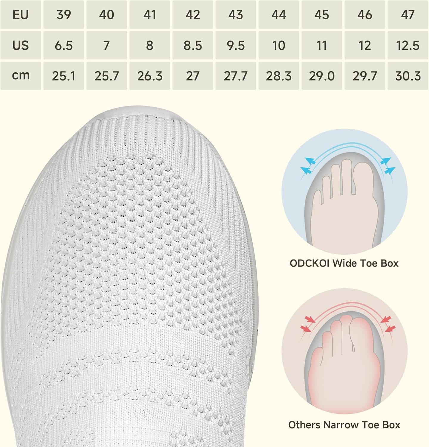 Detalle de ODCKOI Herren Sneaker ohne Schnürsenkel (Slip-on) – atmungsaktive Mesh-Schuhschuhe für Alltag & Sport