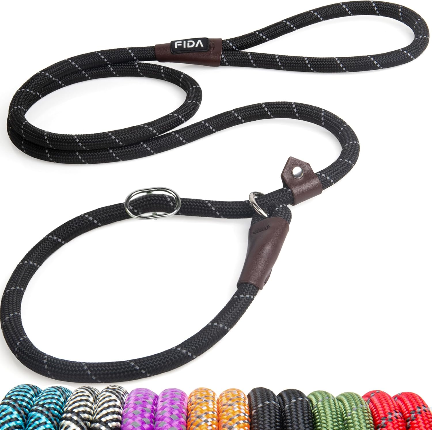 Detalle de Fida Retrieverleine für Hunde – 1,8 m Schlupfleine aus robustem Nylon, reflektierend