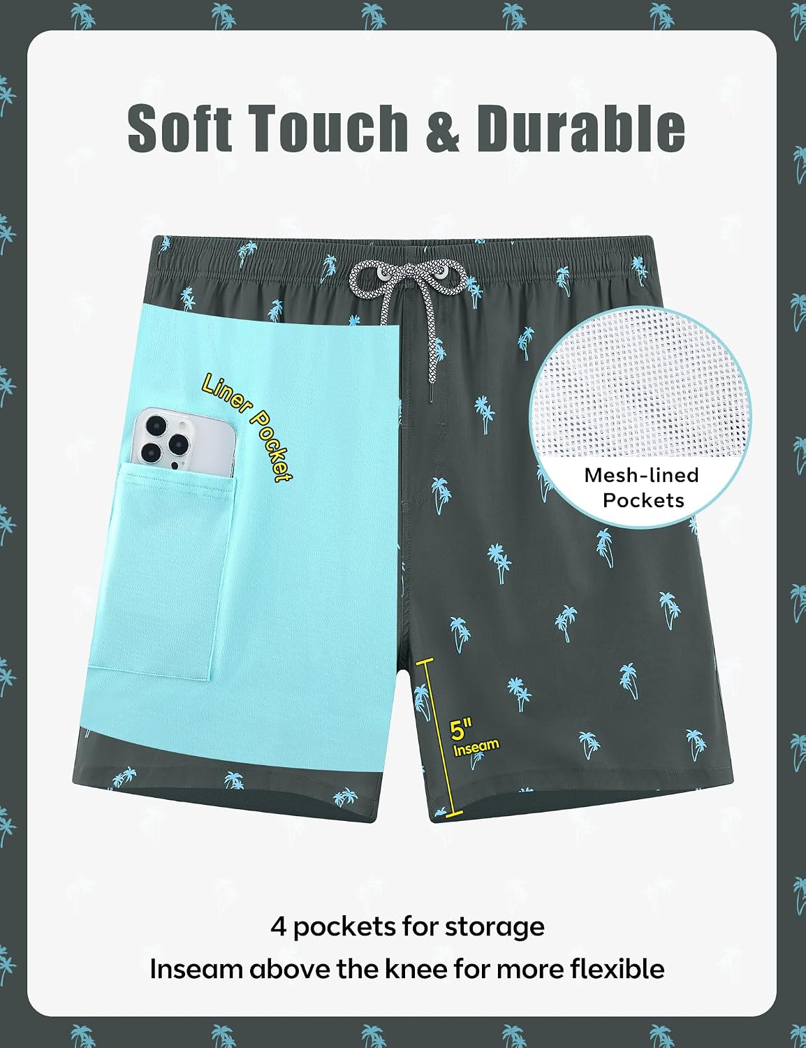 Detalle de Swim trunks with compression liner, 5-inch