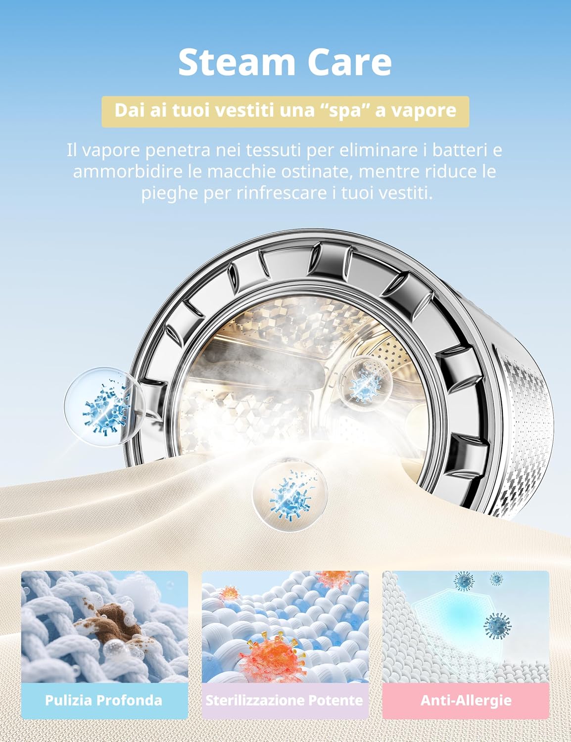 Thumbnail 4 de COMFEE' Lavatrice 9 kg A-10% con Motore Inverter Silenzioso – igiene e risparmio energetico