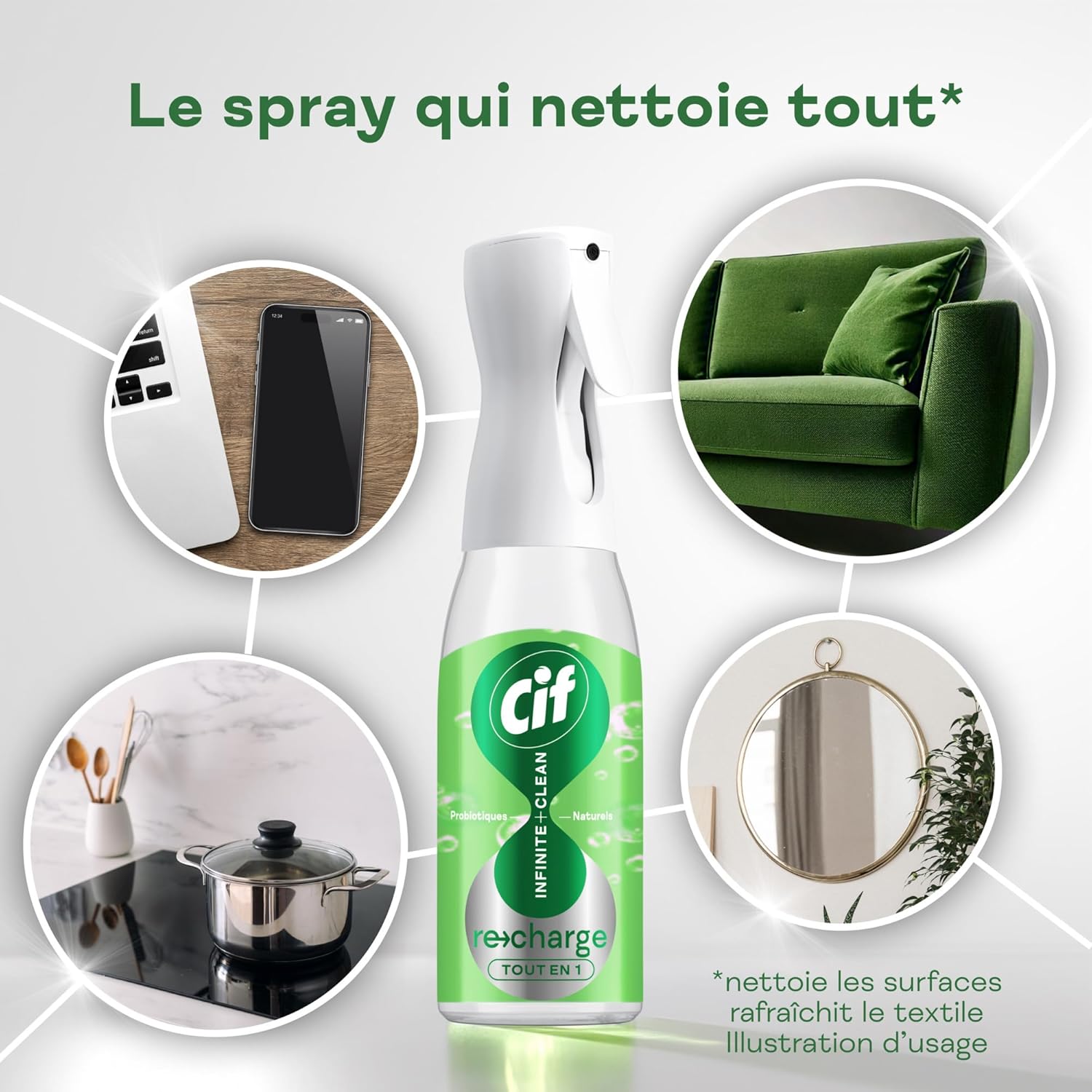Thumbnail 6 de Cif Infinite+Clean Spray Multi-Usages 590 ml – Lot de 6 (Recharge)