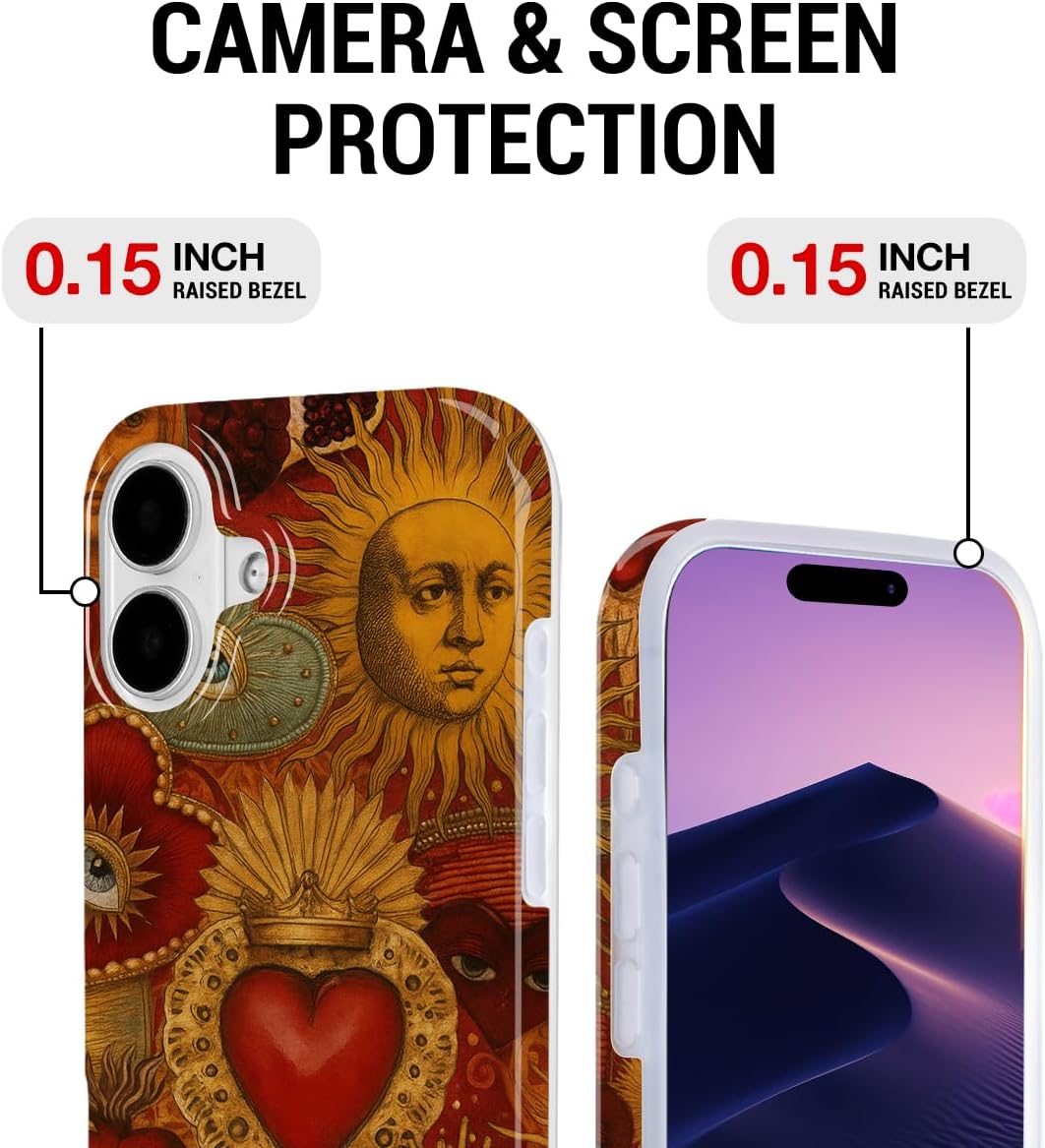 Detalle de GEQCDBN iPhone 17 Case, Red Sacred Heart Slim TPU Cover with Raised Edges