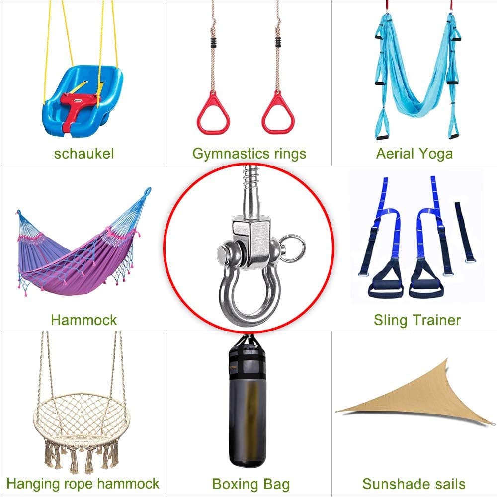 Thumbnail 4 de BeneLabel 2er Schaukelhaken (130 mm) aus Edelstahl, drehbar für Holzbalken – bis 816 kg