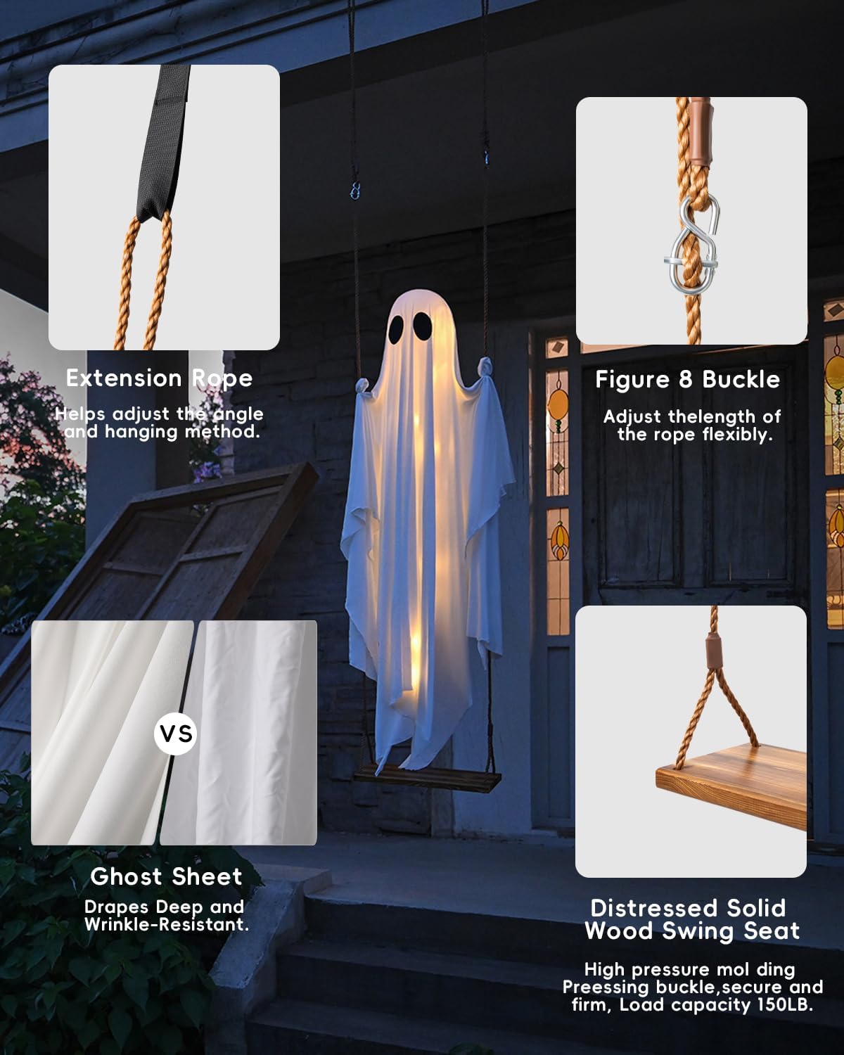 Detalle de MERKYO Hanging Ghost Halloween Decoration, 5 FT