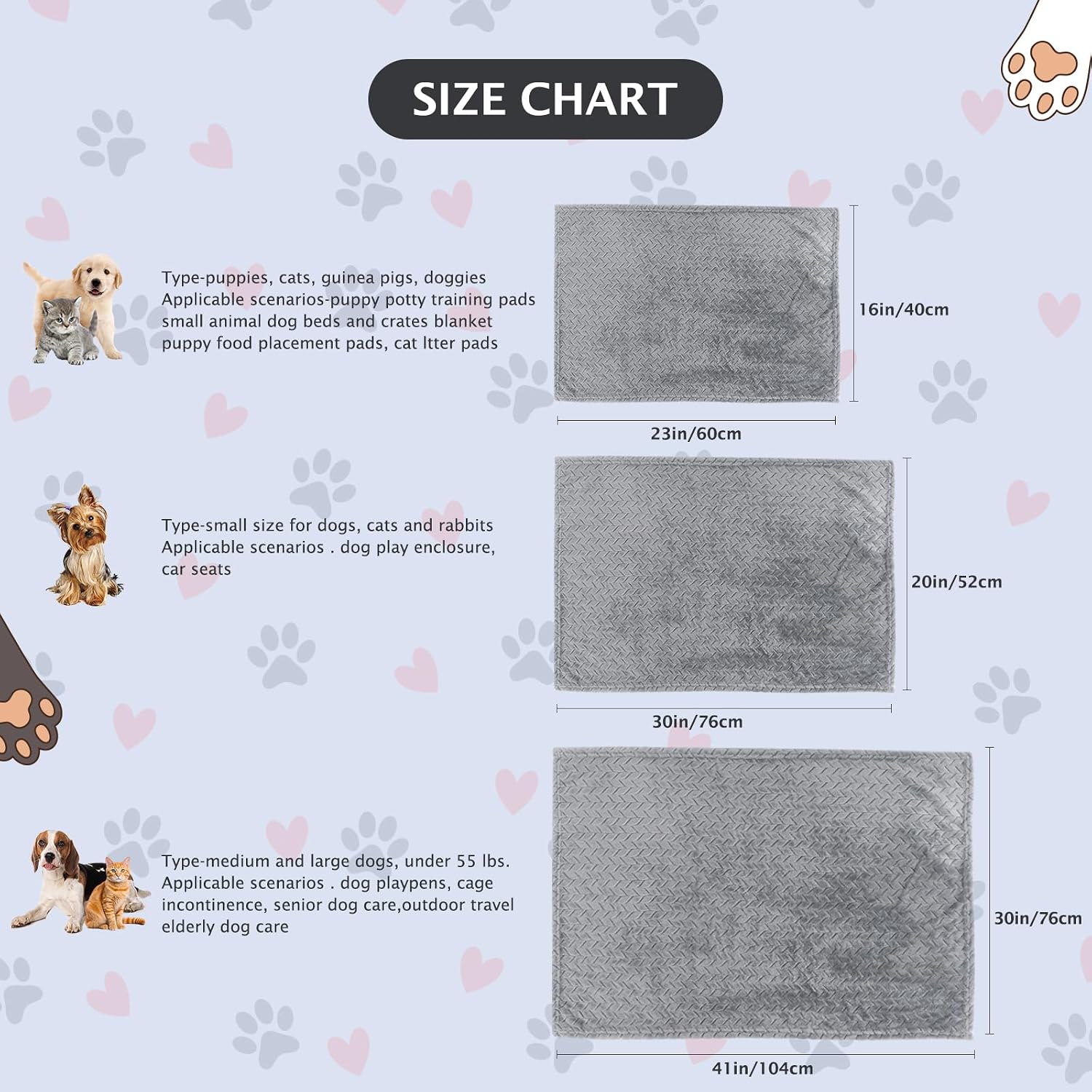 Thumbnail 6 de BVAGSS 6er Set kleine kuschelige Hundedecken aus Flanell (60 x 40 cm) – grau mit Wheat-Ohren
