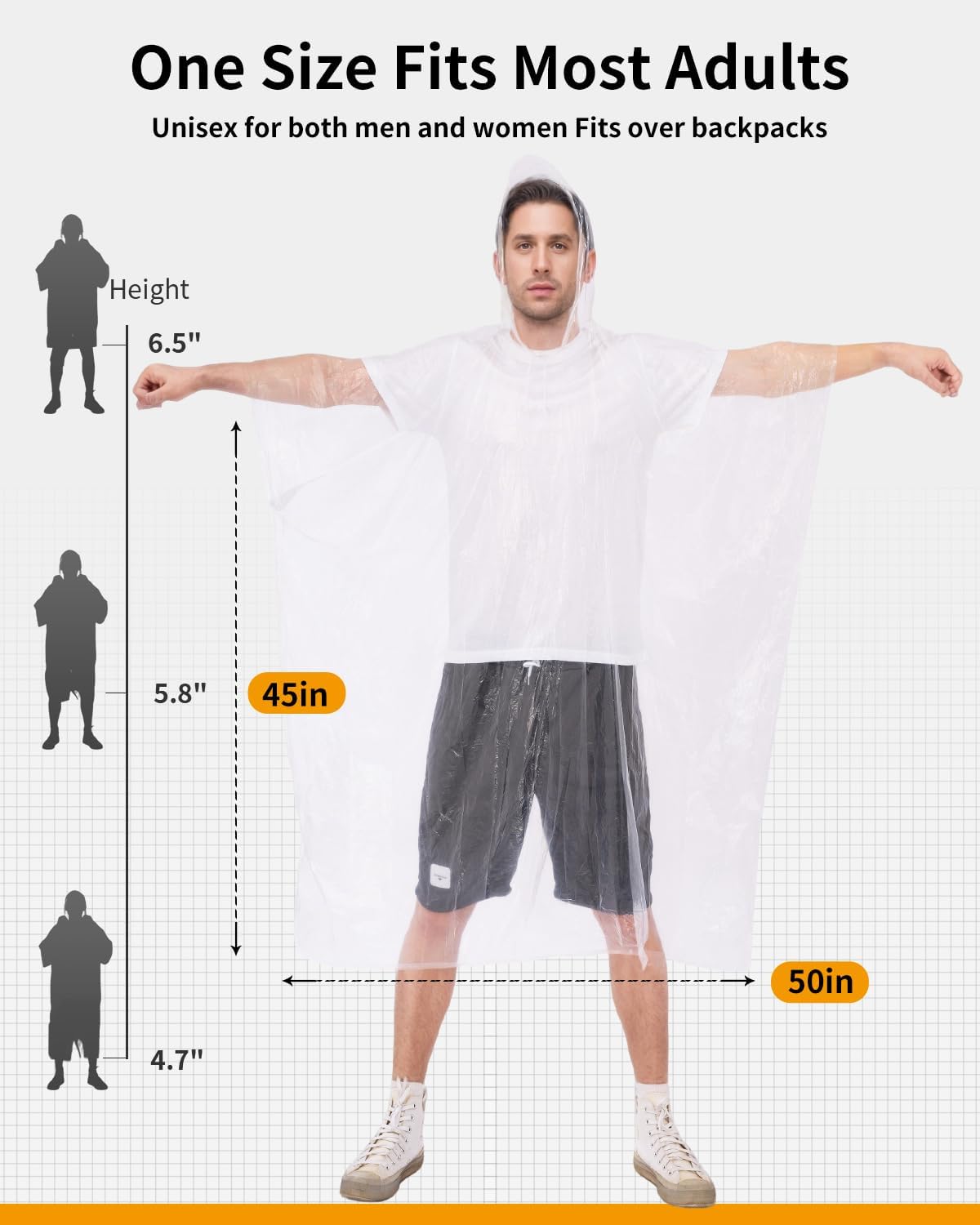 Detalle de Hitituto Rain Ponchos for Adults - Extra Long Hooded Emergency Poncho (6/12/24 Pack)