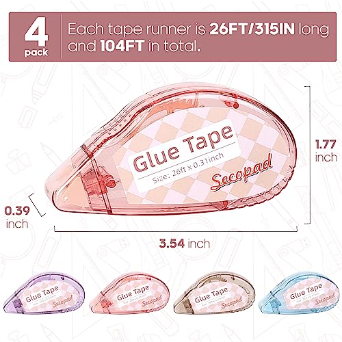 Detalle de Secopad Scrapbook Tape: 4-Pack Light-Colored Glue Tape for Crafts