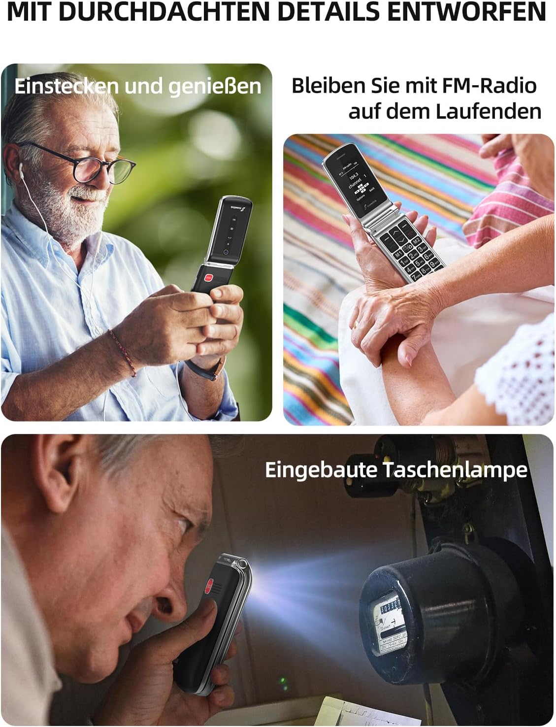 Thumbnail 4 de SweetLink F1 – Seniorenhandy Klapphandy ohne Vertrag mit Großtasten, 1000 mAh Akku und SOS-Taste