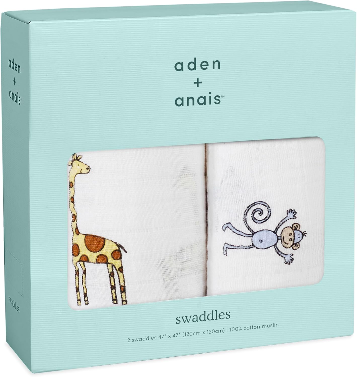Detalle de aden + anais SWADAB4023 おくるみ 2枚セット、120×120cm・モスリンコットン100%