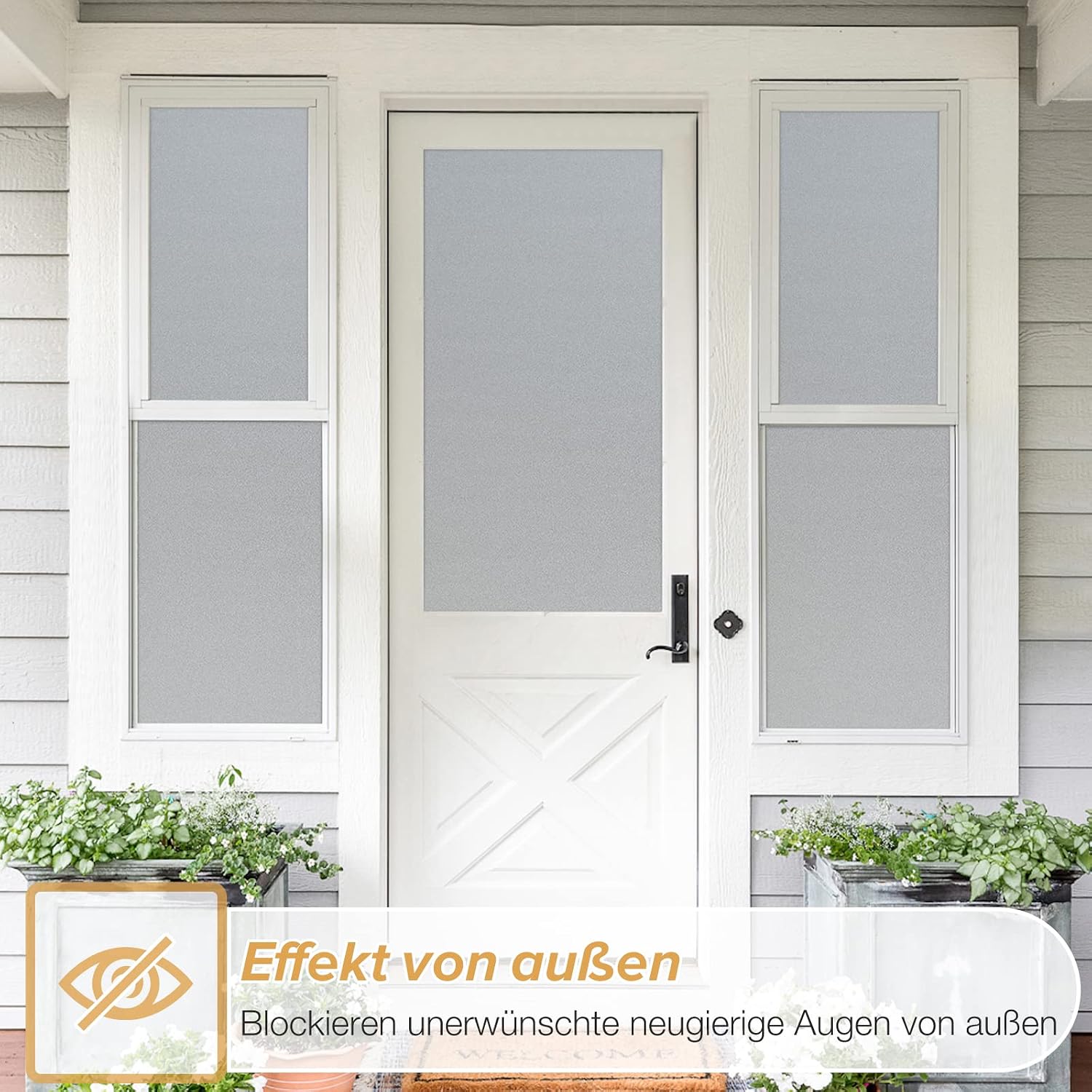 Thumbnail 2 de rabbitgoo Milchglasfolie blickdicht mit Gitterdesign (60×200 cm) – selbsthaftende Sichtschutzfolie für Bad, Büro & Wohnzimmer