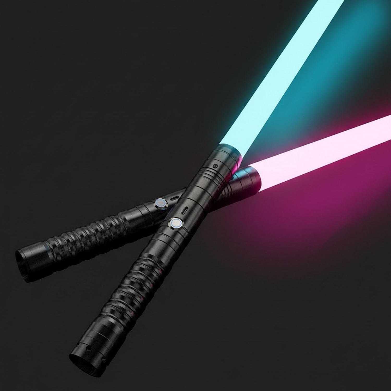 Thumbnail 5 de Lichtschwert 2 in 1 Duell – USB-Aufladbares Doppel-Laserschwert mit 16 RGB-Farben, 4 Sounds, Aluminiumgriff (Schwarz-B)