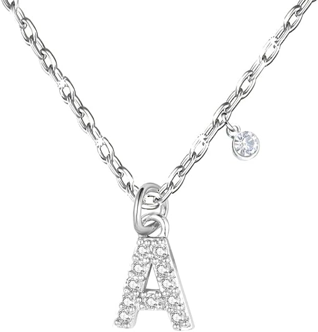 Thumbnail 6 de GUOYU 26 Collana Iniziale Lettera di Compleanno: Ciondolo in Zirconi d'Argento, Acciaio Inossidabile, Regalo Personalizzato
