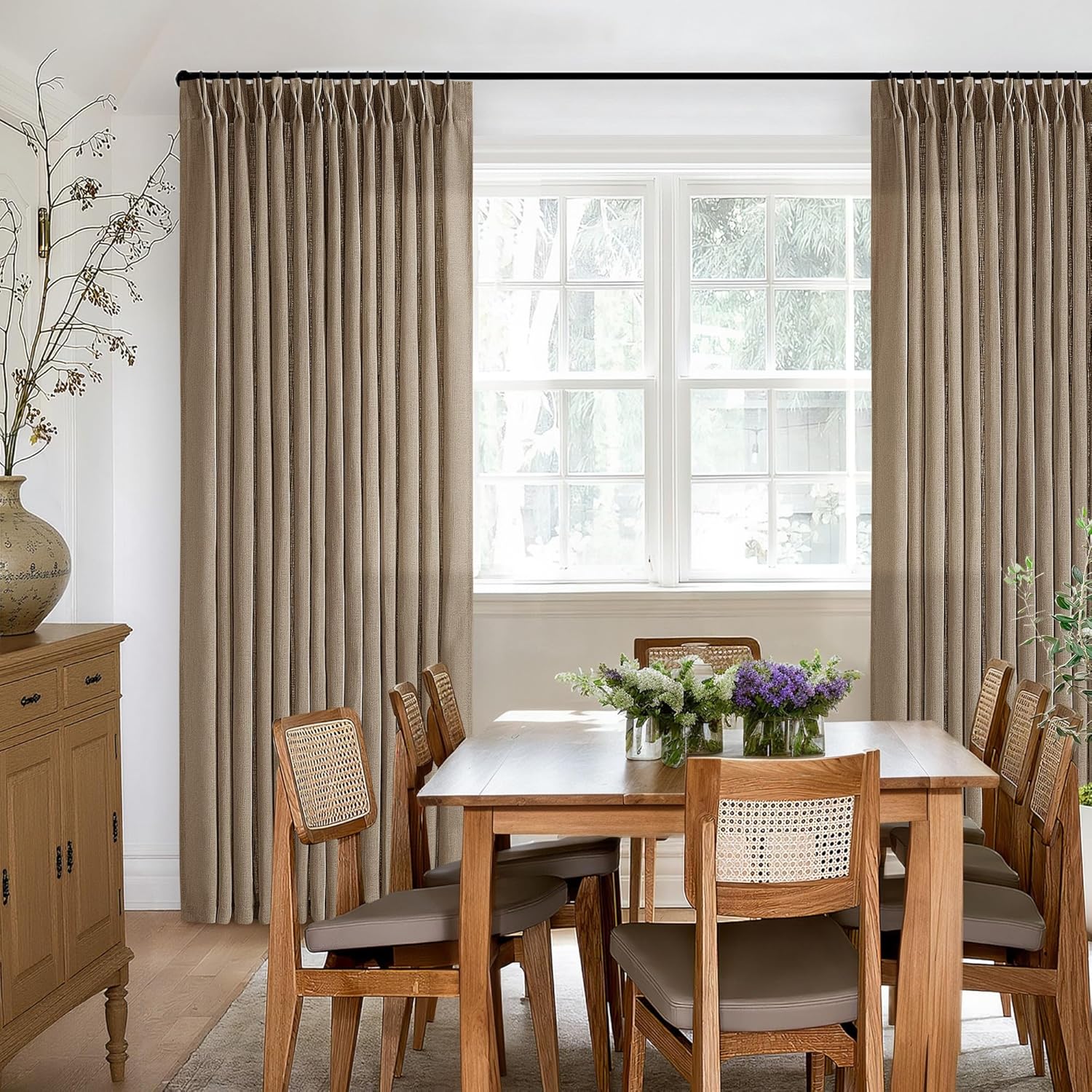 Thumbnail 5 de Neutral Linen Pinch Pleat Curtains, 84-Inch Length (Set of 2) — Farmhouse Boho Back Tab Look